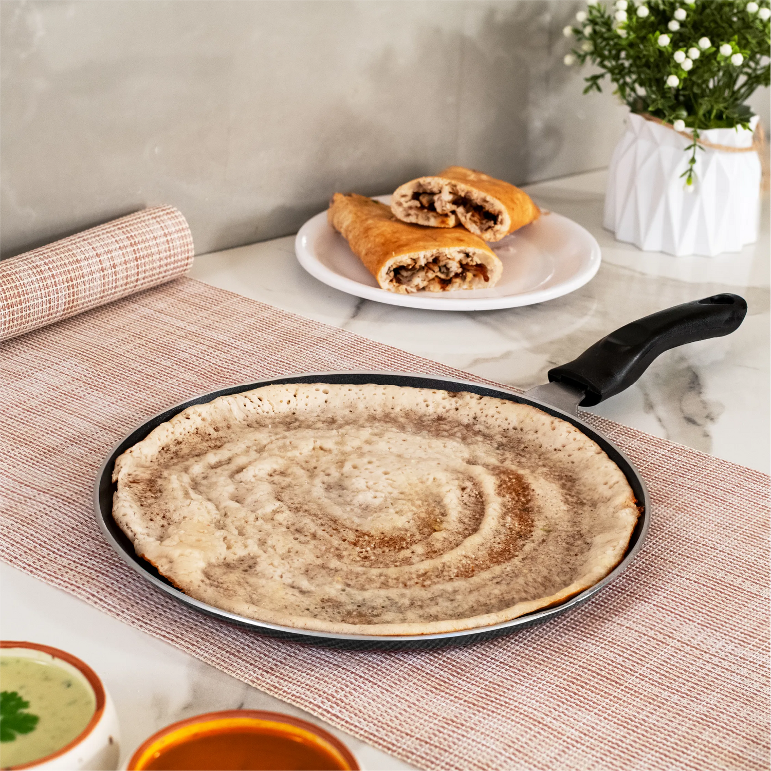Golden Brown Plain Dosa with Master Non-Stick Dosa Tawa