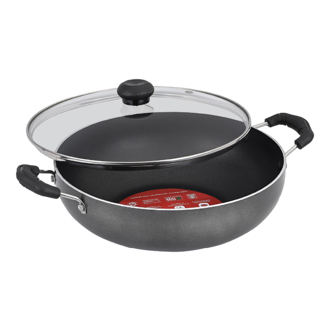 Superior 28cm Kadhai with Glass Lid - Induction Base - Master