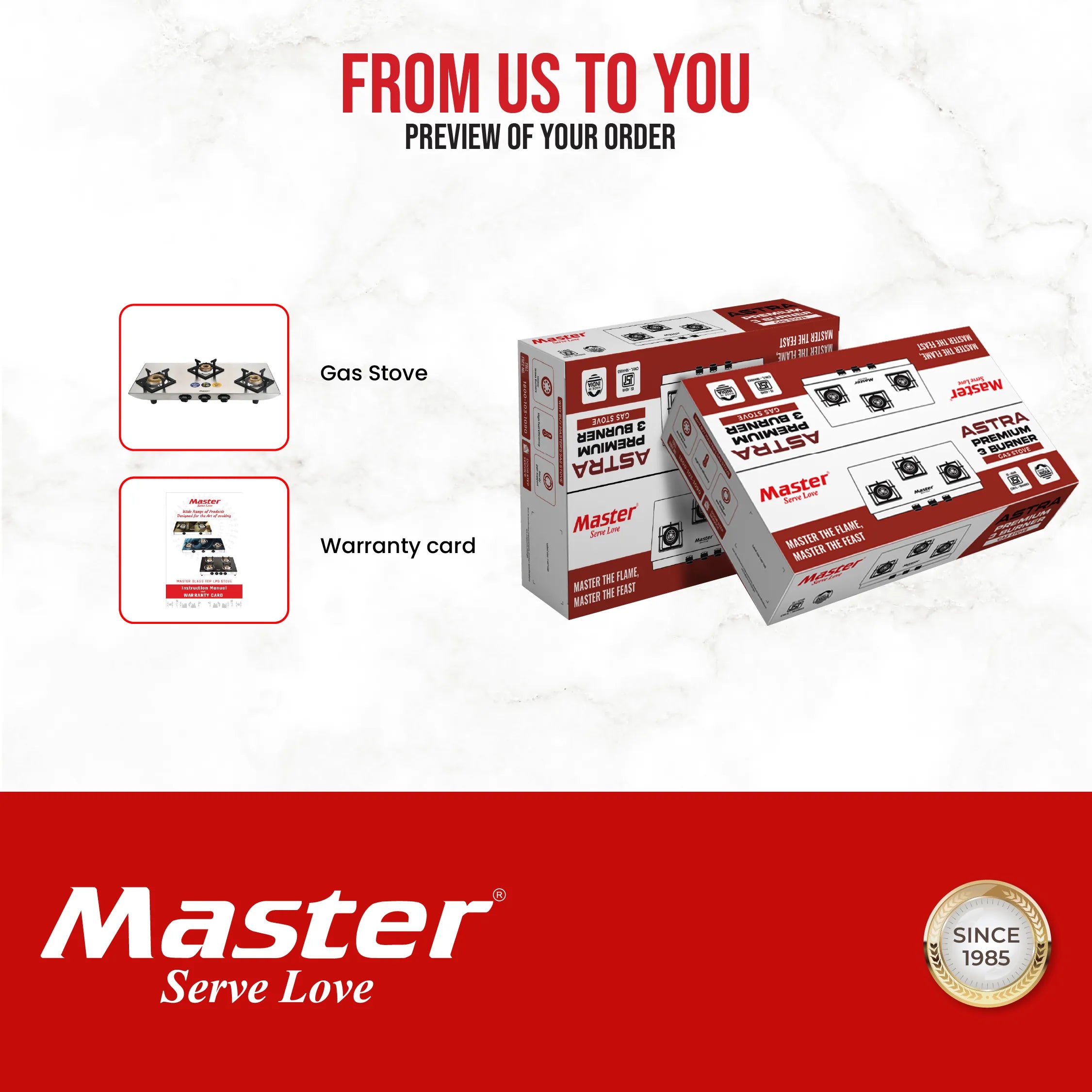 Astra 3 Burner Jumbo Stainless Steel Gas Stove - Master