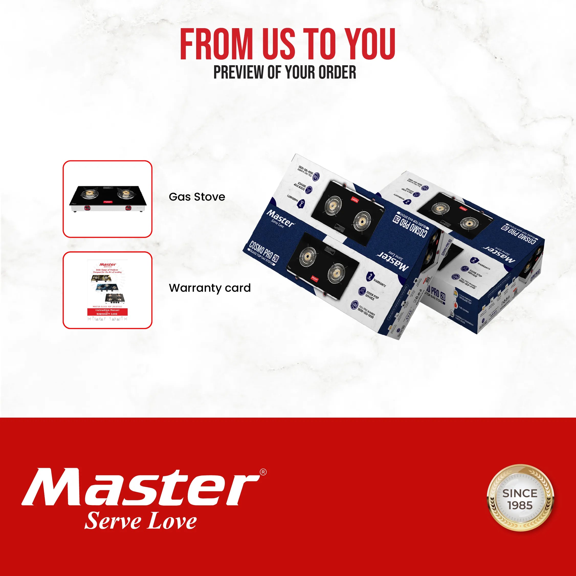 Cosmo Pro 2 Burner Glass Top Gas Stove - Master