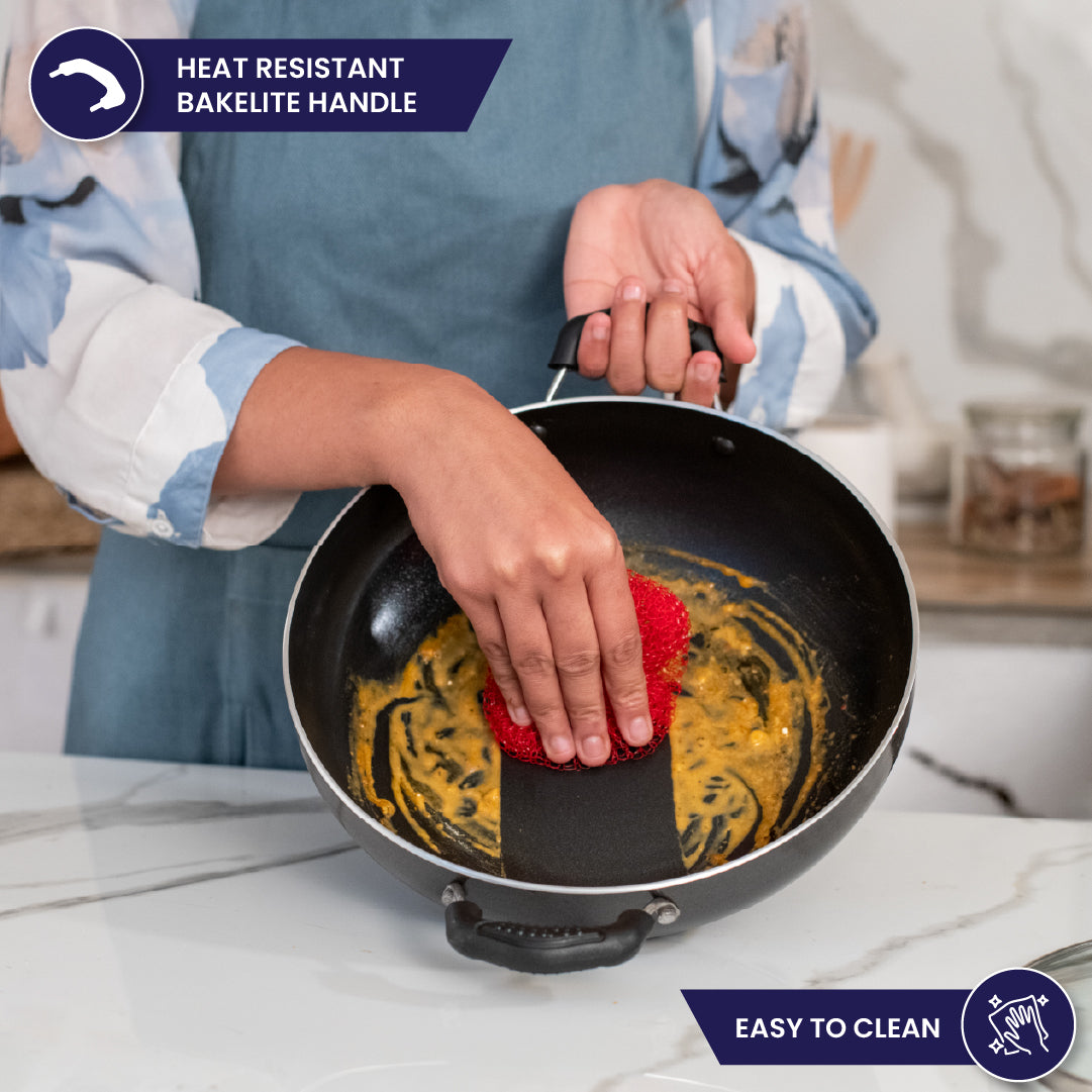 Superior 28cm Kadhai with Glass Lid - Induction Base - Master