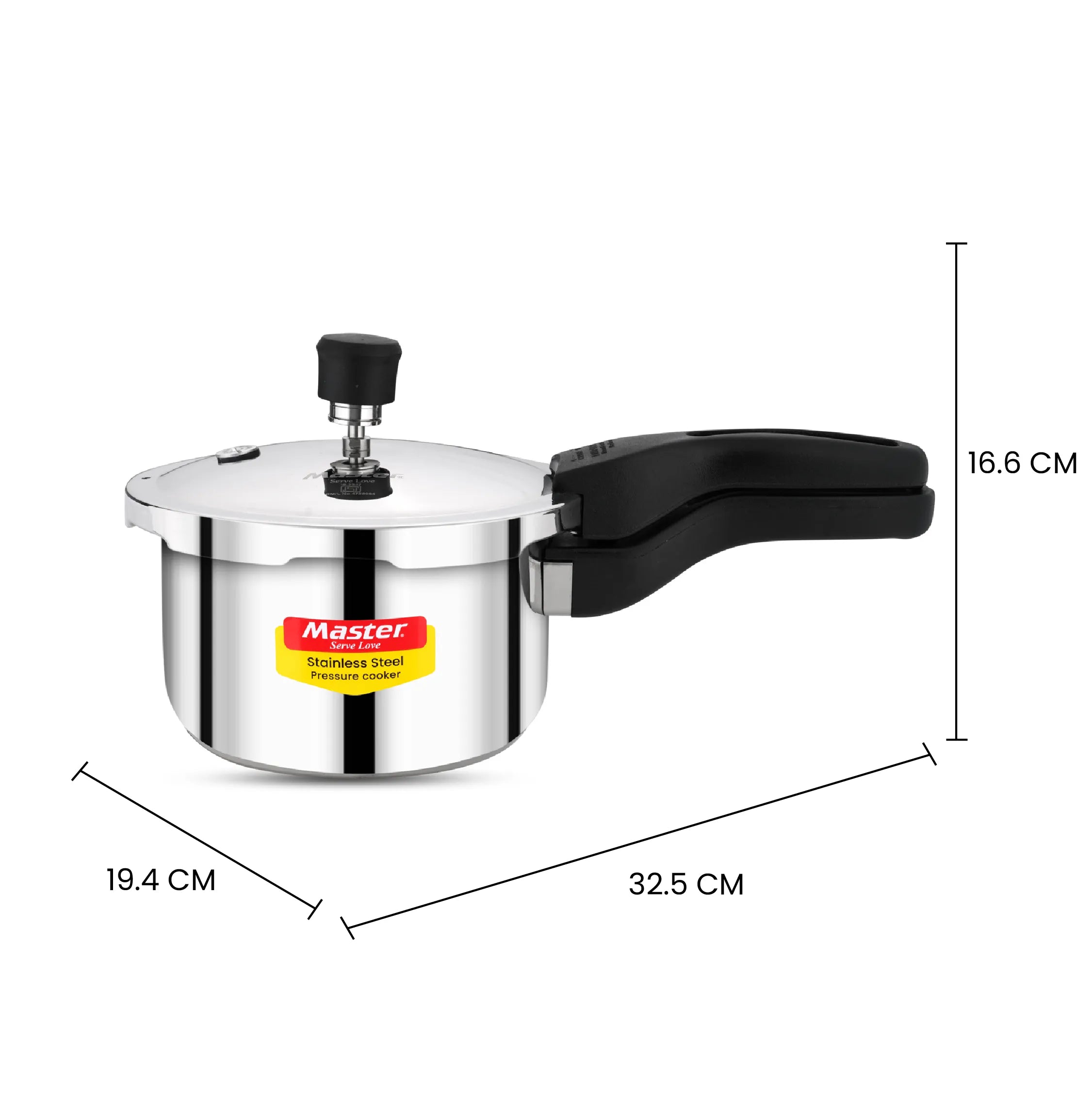 Amora 2L Stainless Steel Flat Outer Lid Pressure Cooker - Induction Base - Master