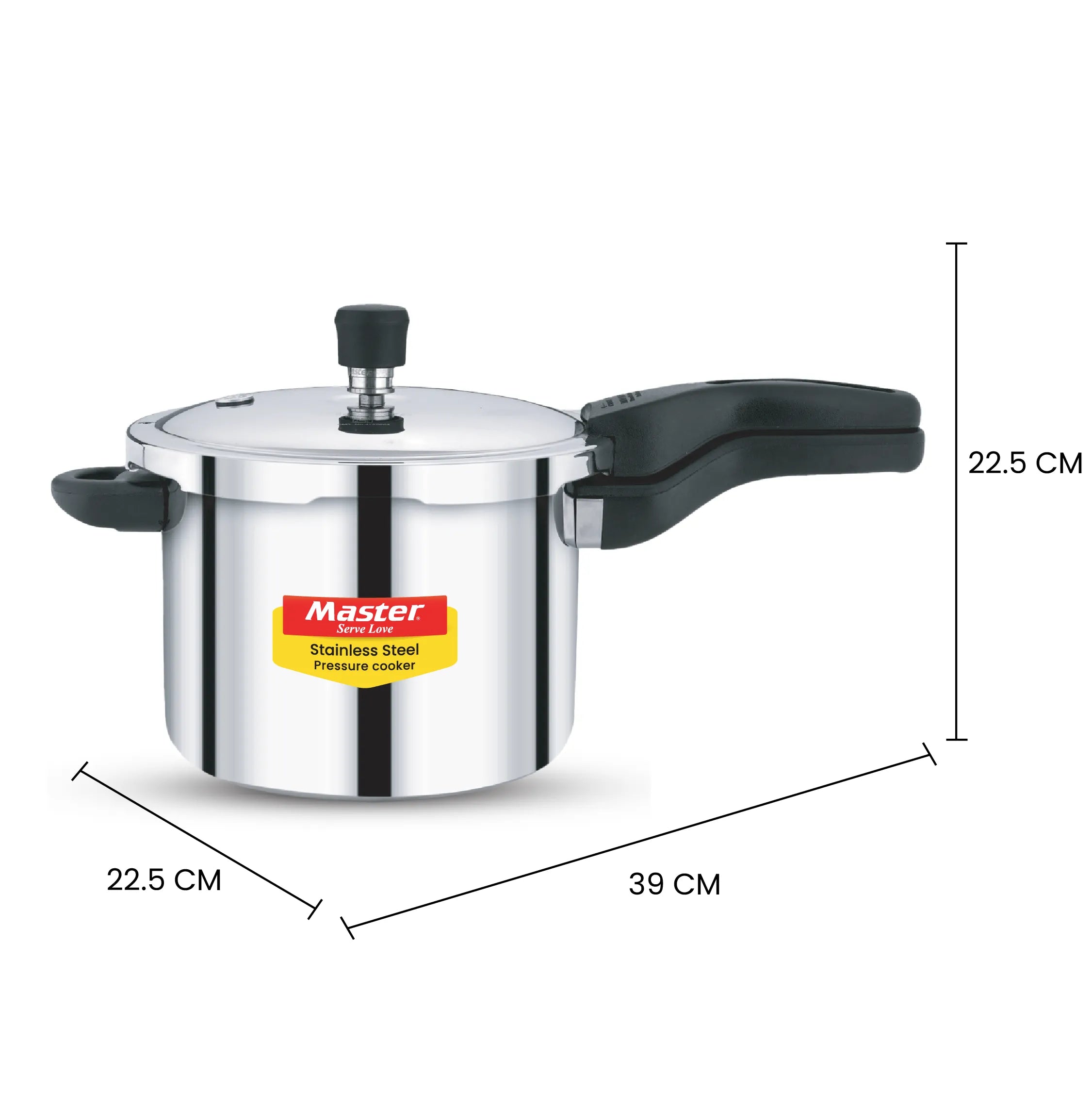 Amora 5L+3L+2L Stainless Steel Flat Outer Lid Pressure Cooker Combo - Induction Base - Master
