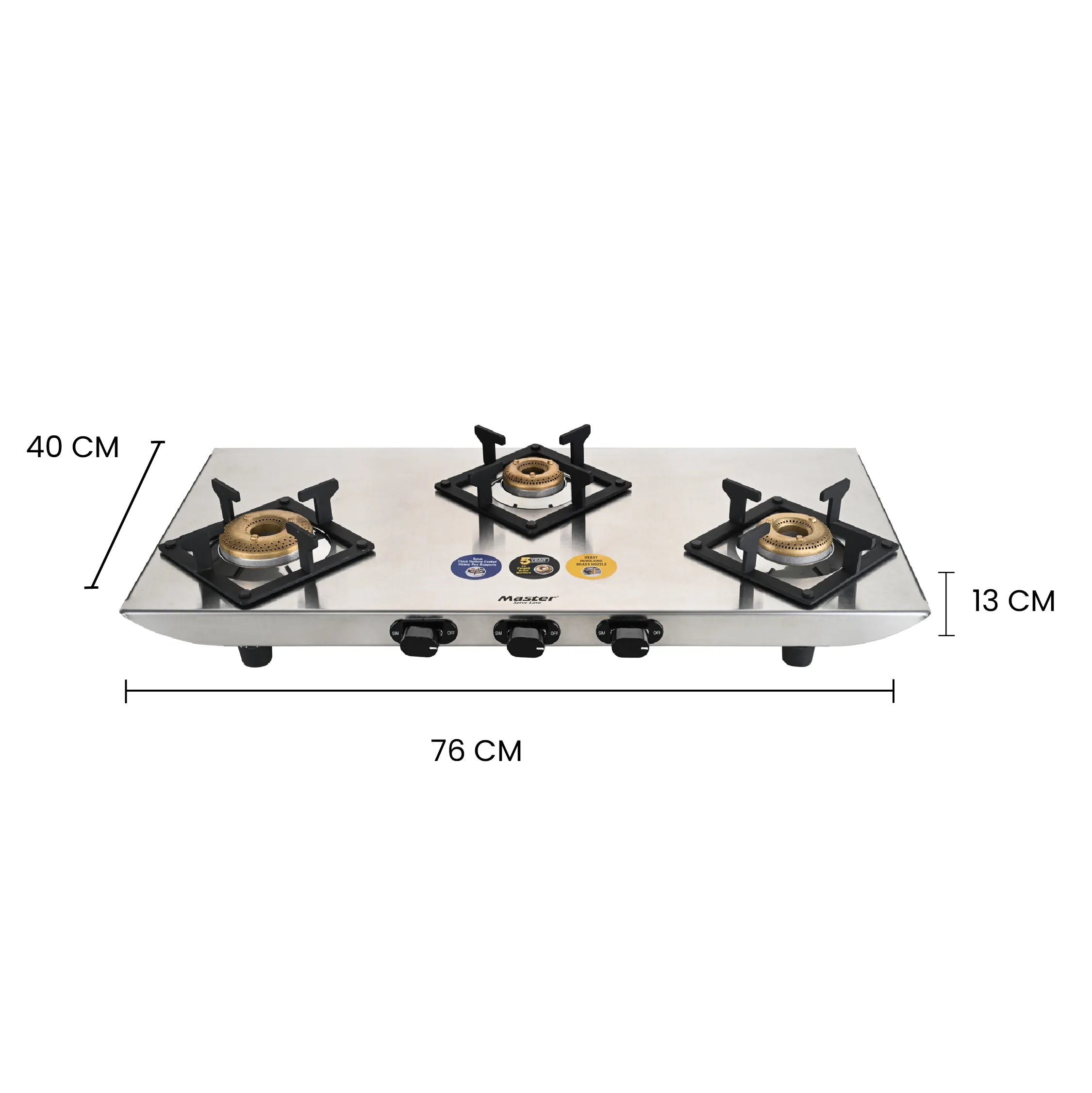 Astra 3 Burner Jumbo Stainless Steel Gas Stove - Master