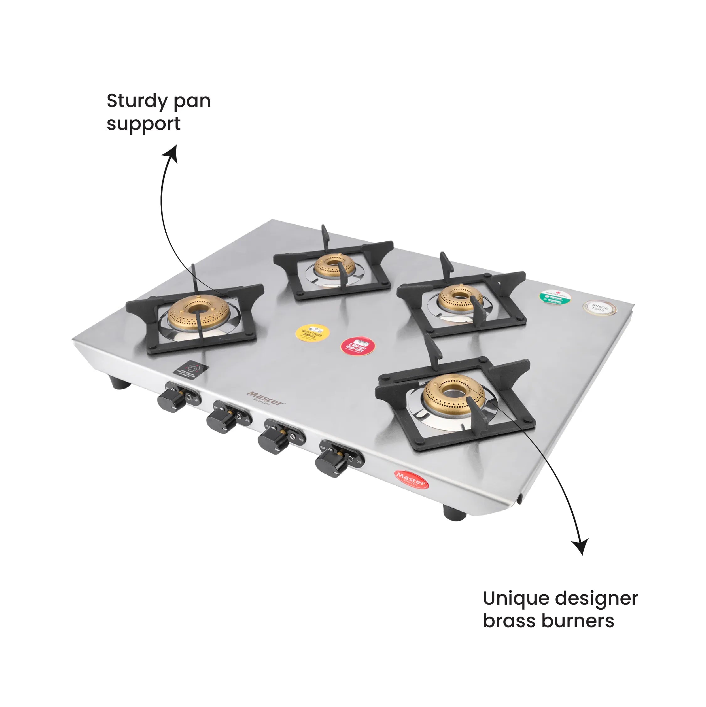 Astra 4 Burner Jumbo Stainless Steel Gas Stove - Master
