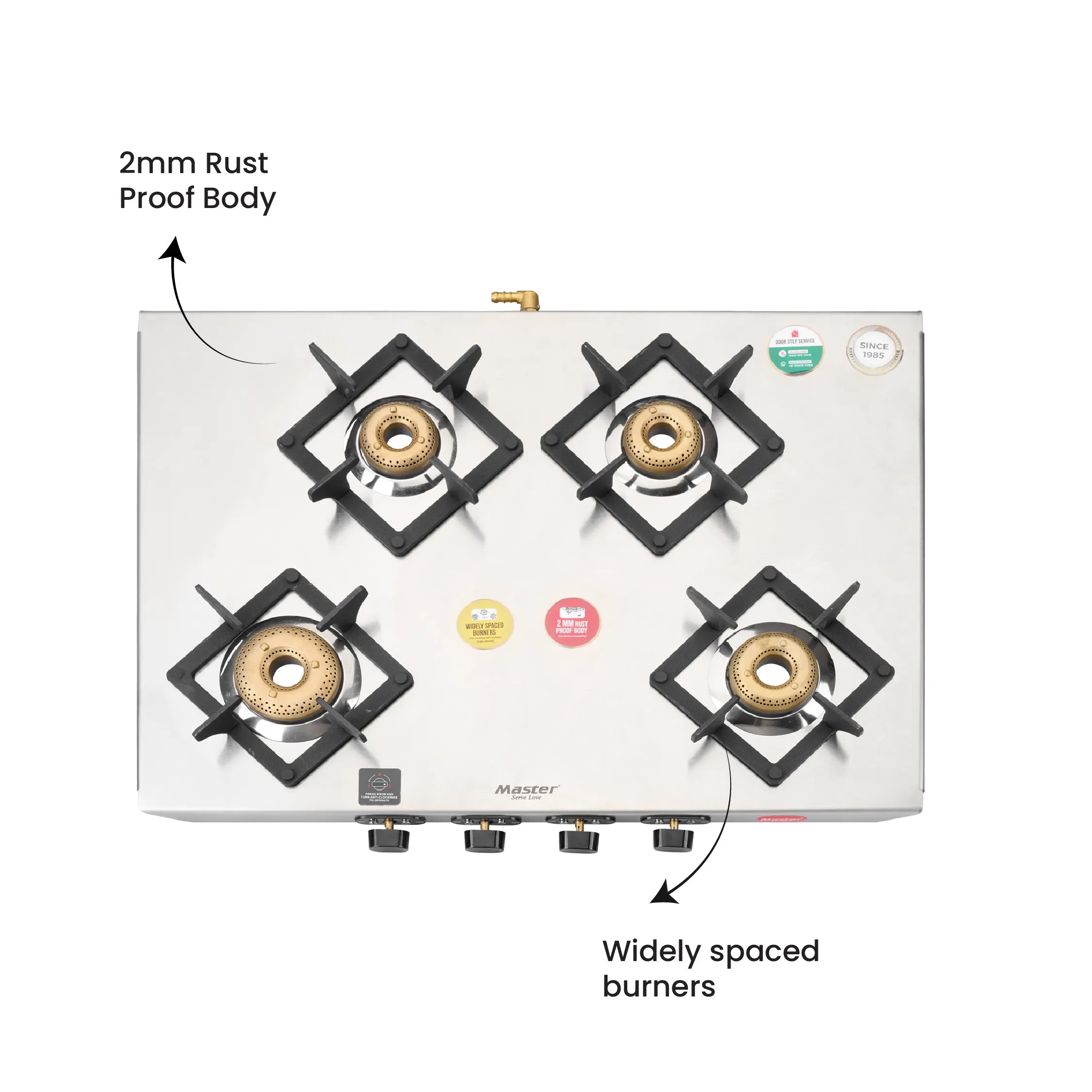 Astra 4 Burner Jumbo Stainless Steel Gas Stove - Master