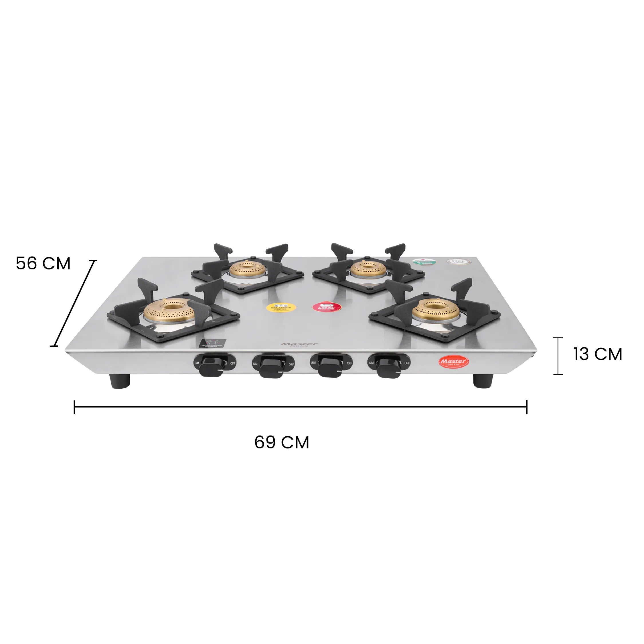 Astra 4 Burner Jumbo Stainless Steel Gas Stove - Master
