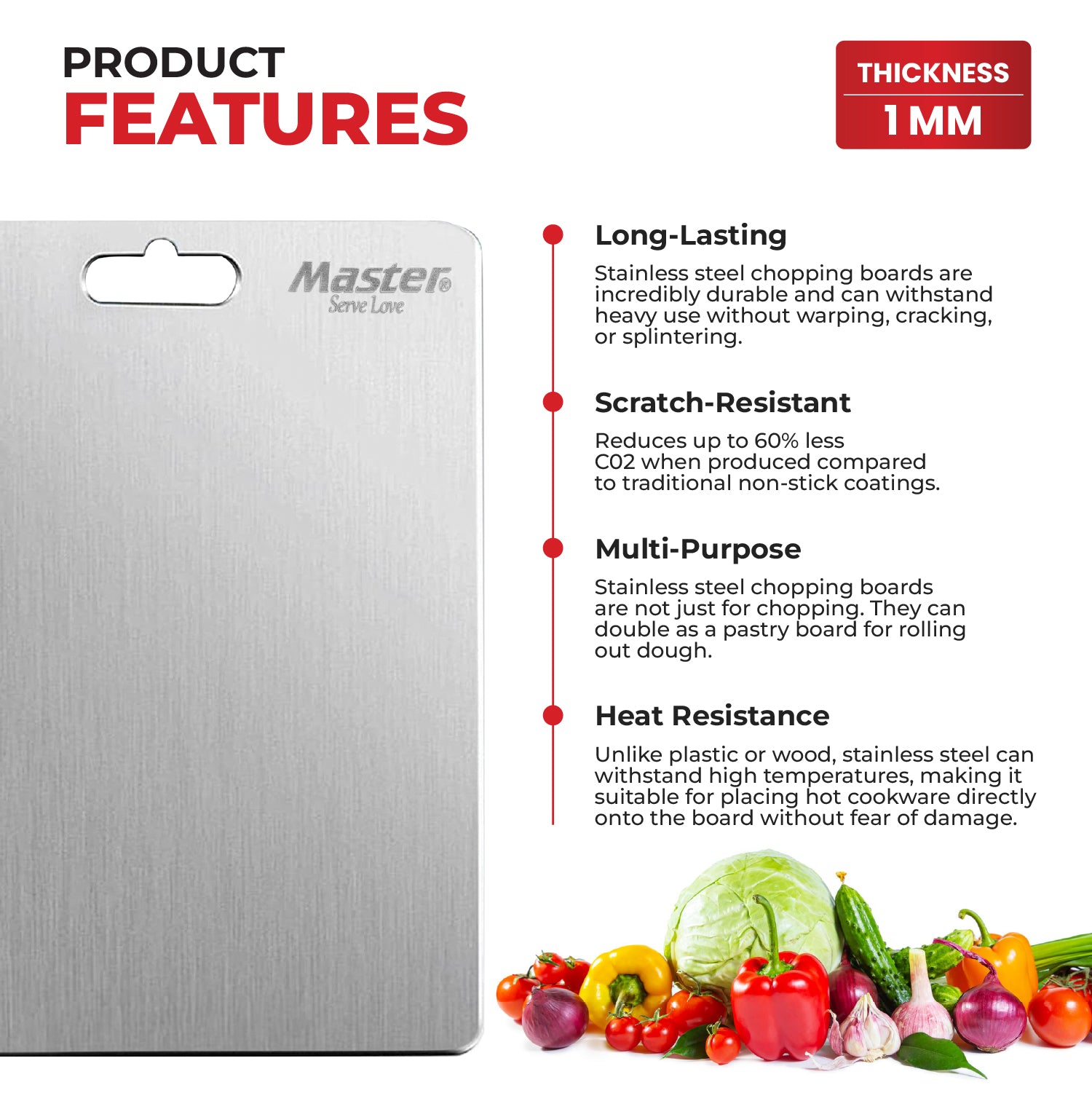 Amora 2L + 3L Stainless Steel Outer Lid Pressure Cooker (IB) + Slice SS Chopping Board (Small)