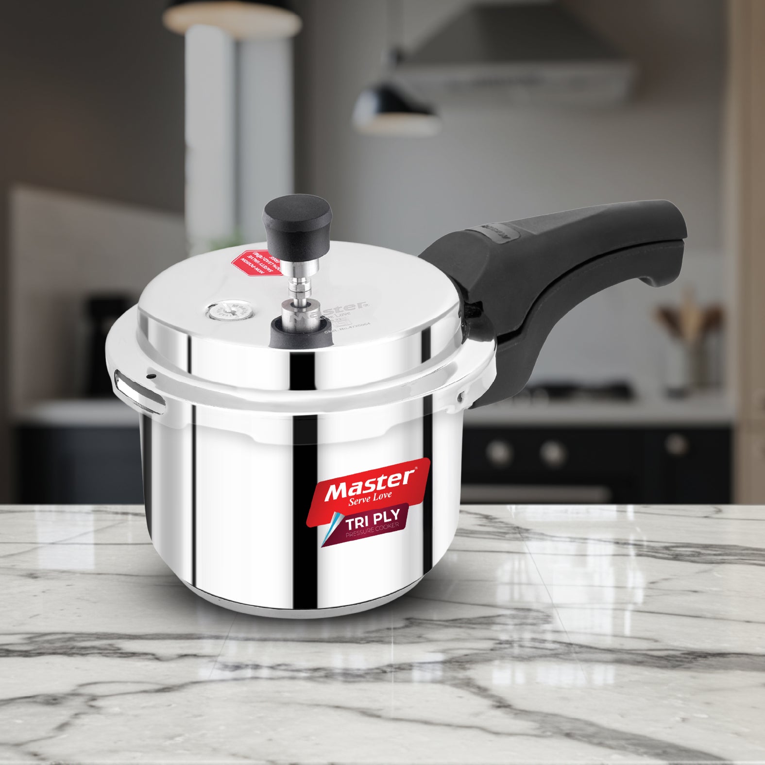 Trinamo 1.5L Outer Lid Tri Ply Pressure Cooker - Induction Base - Master