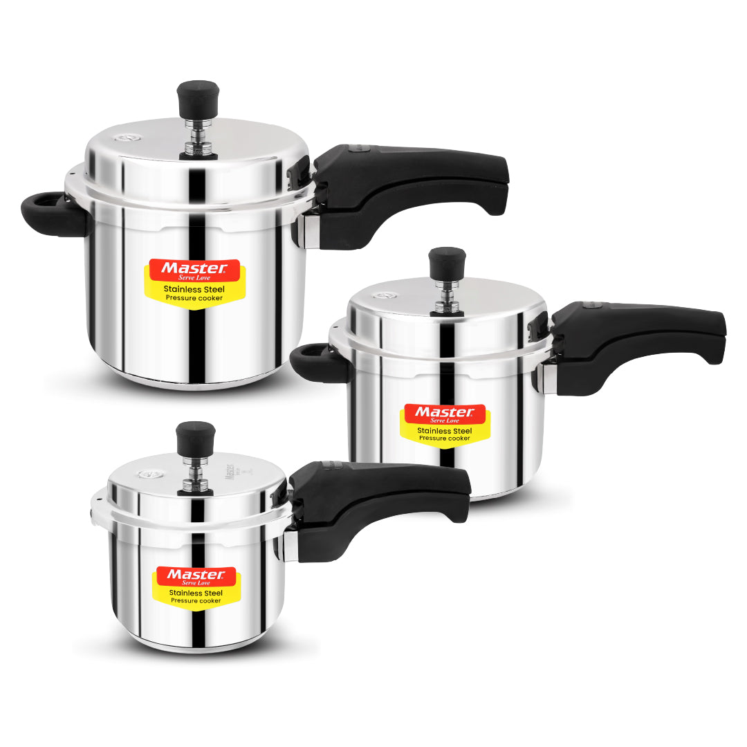 Magnum Pro 5L+3L+1.5L Stainless Steel Outer Lid Pressure Cooker Combo - Induction Base - Master