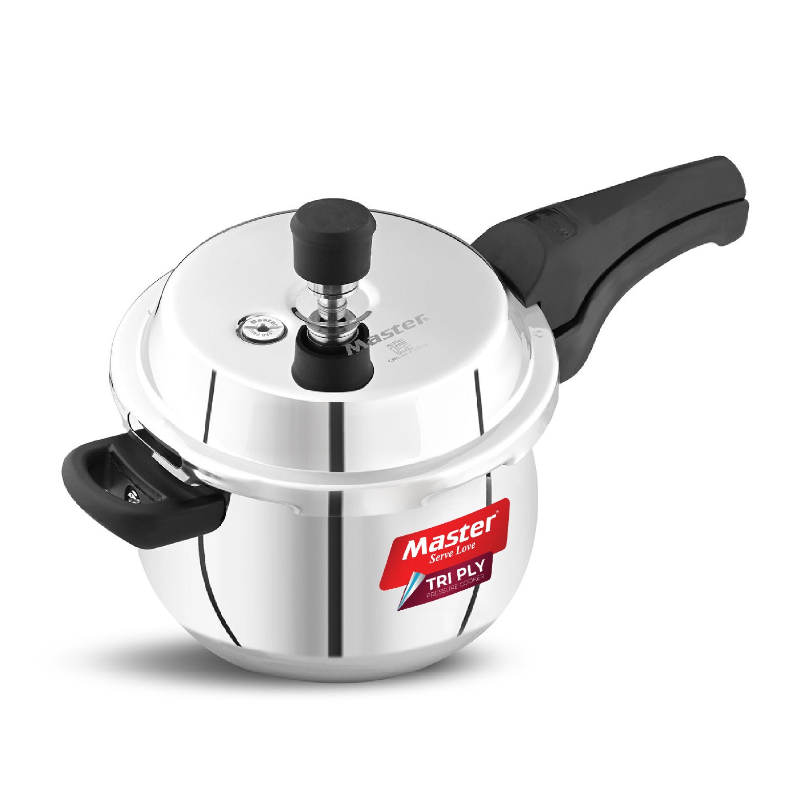 Robusta 3.5L Tri Ply Outer Lid Handi Pressure Cooker with Glass lid - Induction Base - Master