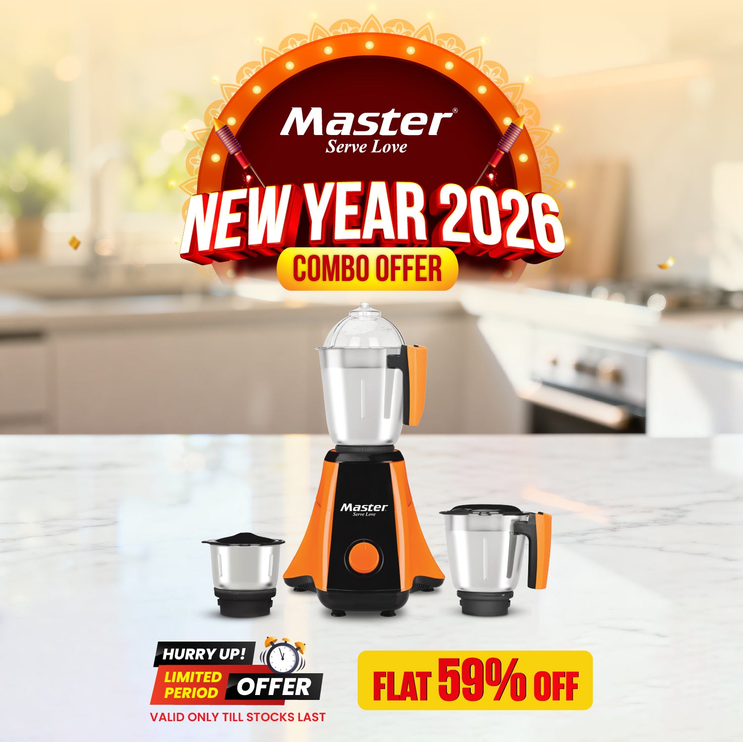 Legend 750W Mixer Grinder with 3 Jars & 3 Speed Modes