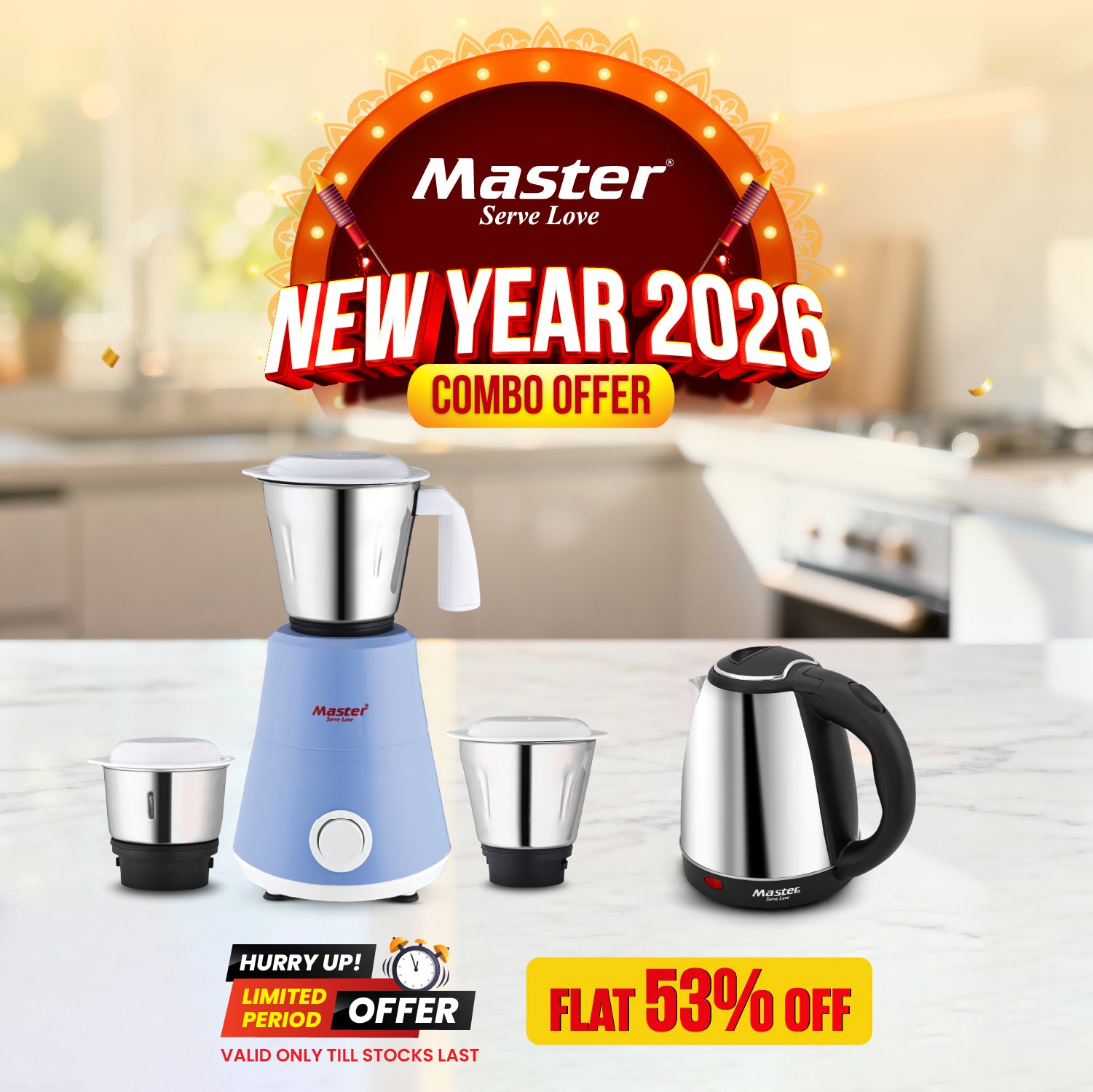 Spinnova 500W Mixer Grinder (3 Jars) + Hydropot 1.5L Electric Kettle