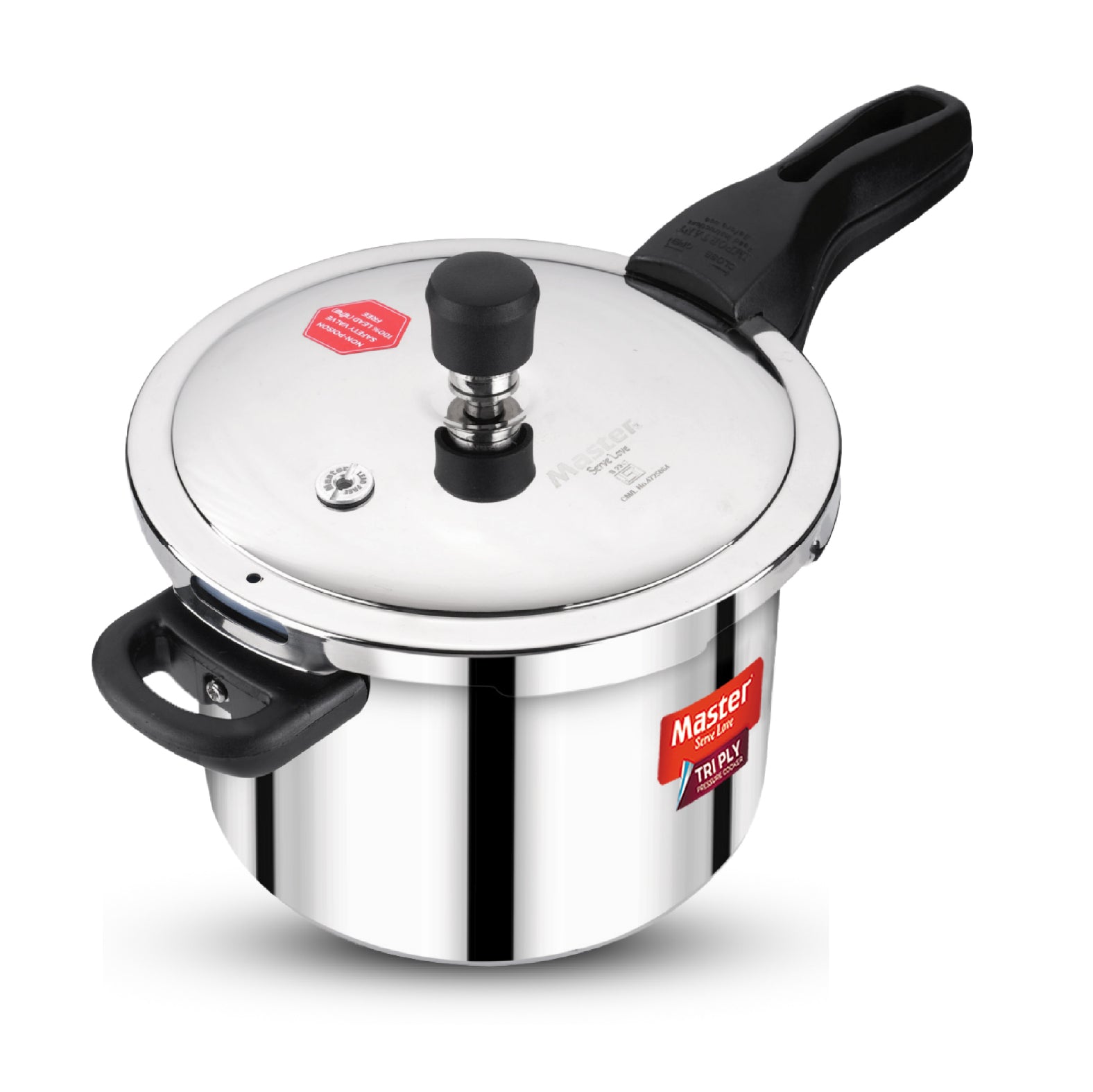 Nova 5L Tri Ply Flat Outer Lid Pressure Cooker - Induction Base - Master