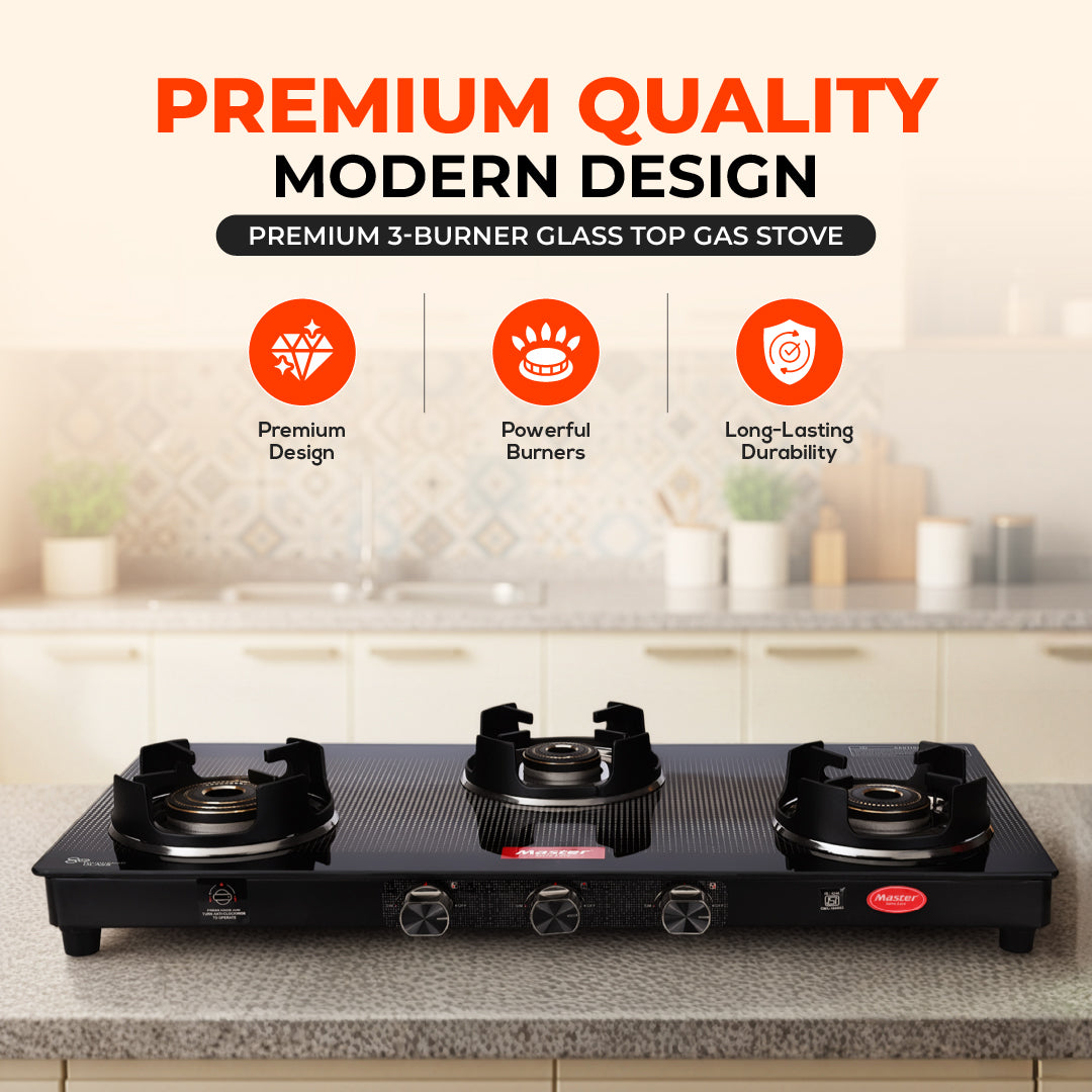 Cyclo PRO 3 Burner Jumbo Glass Top Gas Stove