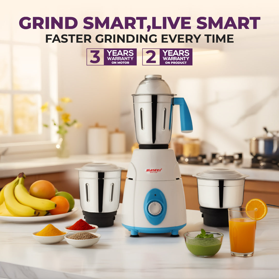 Charly PRO 600W Mixer Grinder with 3 Jars (Blue)