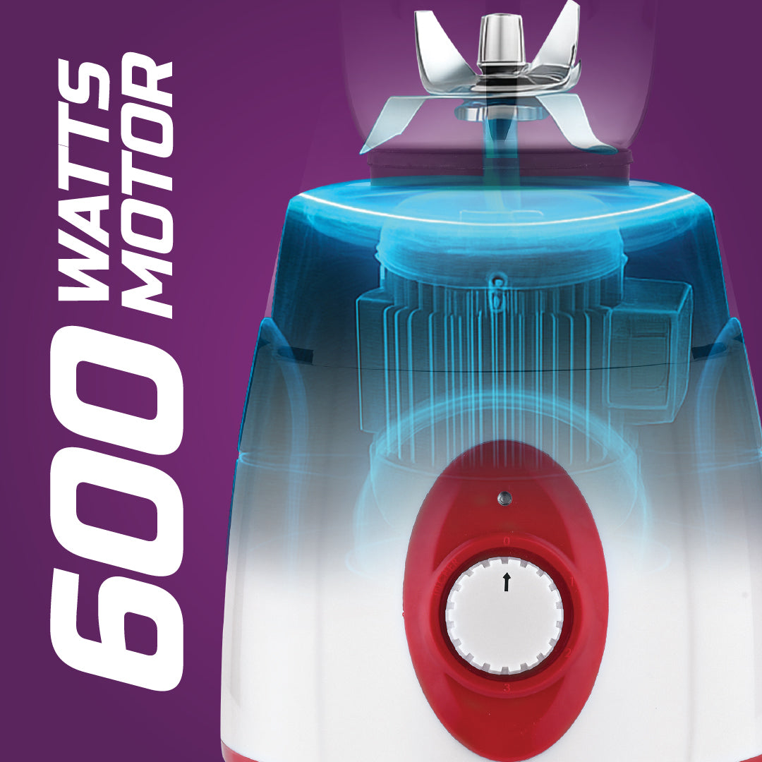 Charly PRO 600W Mixer Grinder with 3 Jars (Red) - Master