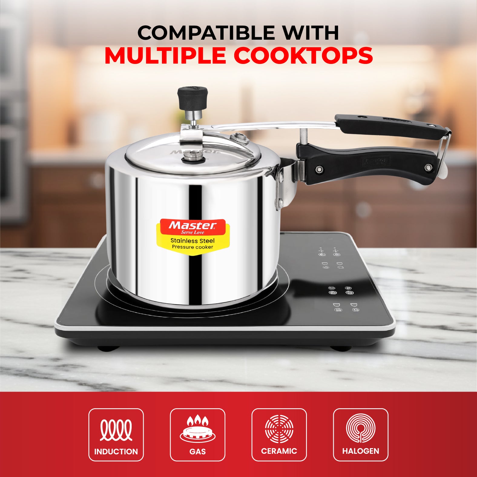 Gloria 3L Stainless Steel Inner Lid Pressure Cooker - Induction Base - Master