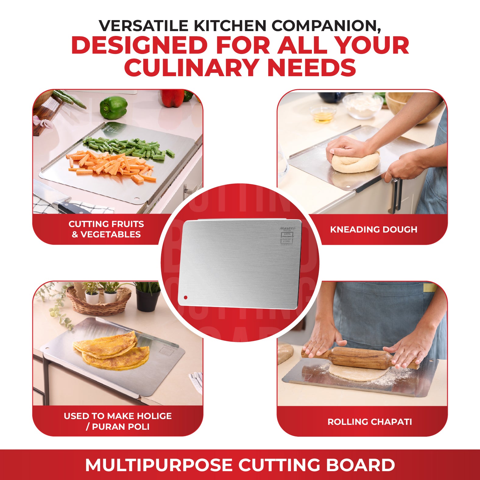 Slice Stainless Steel Cutting Board - Large Table Top - Master