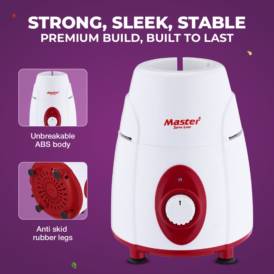 Charly PRO 600W Mixer Grinder with 3 Jars (Red) - Master