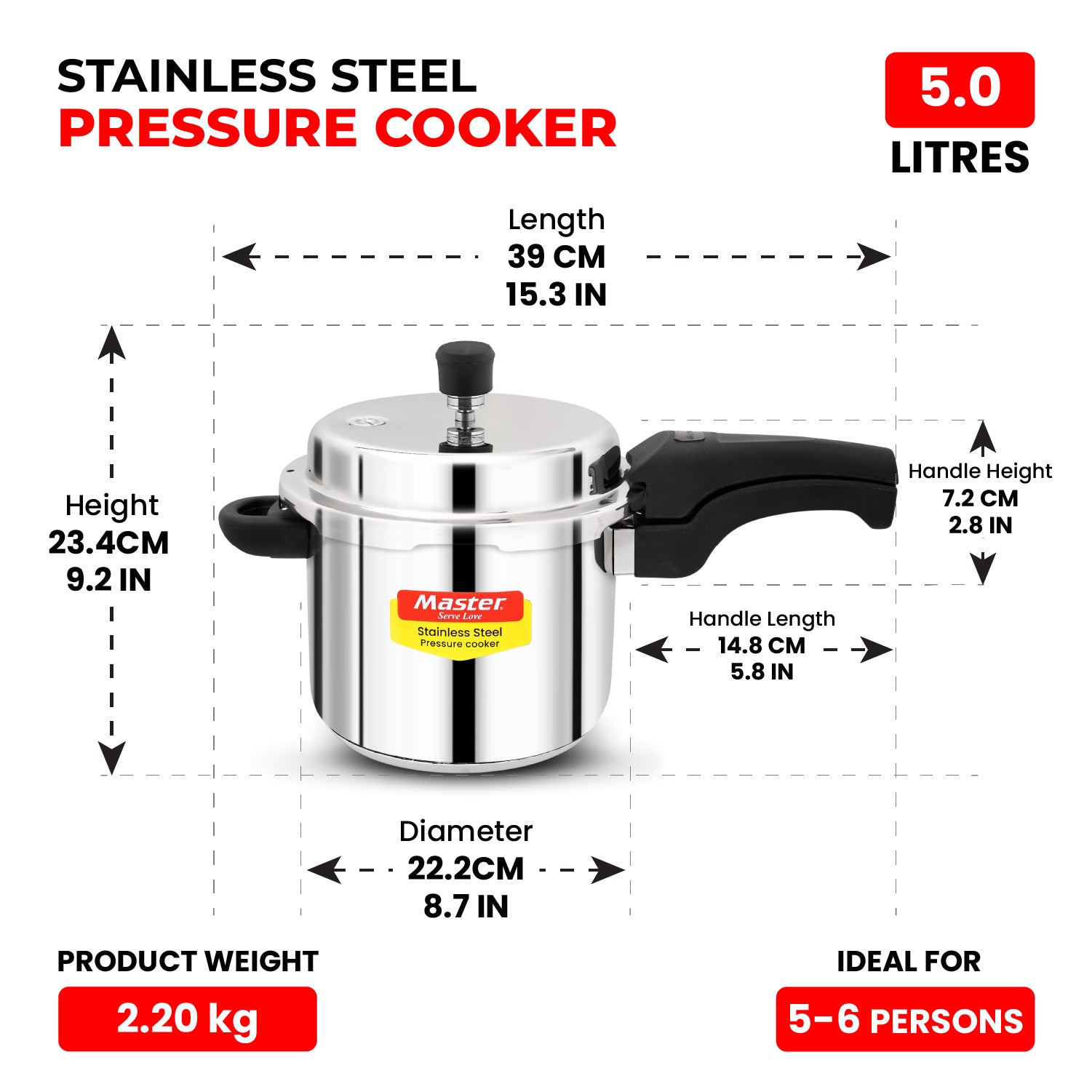 Smart Stainless Steel Outer Lid Pressure Cooker Combo – 3L + 5L