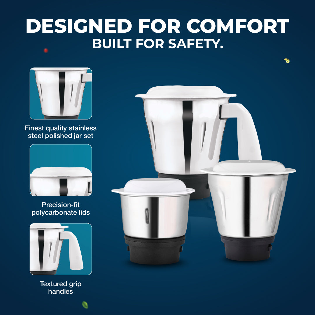 Spinnova 500W Mixer Grinder with 3 Jars (Blue) - Master