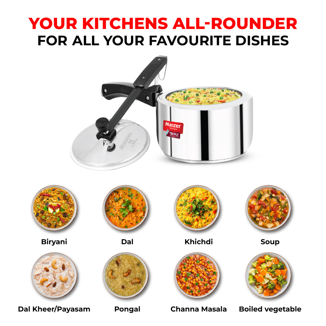 Ferrox 2L Triply Inner Lid Pressure Cooker - Induction Base - Master