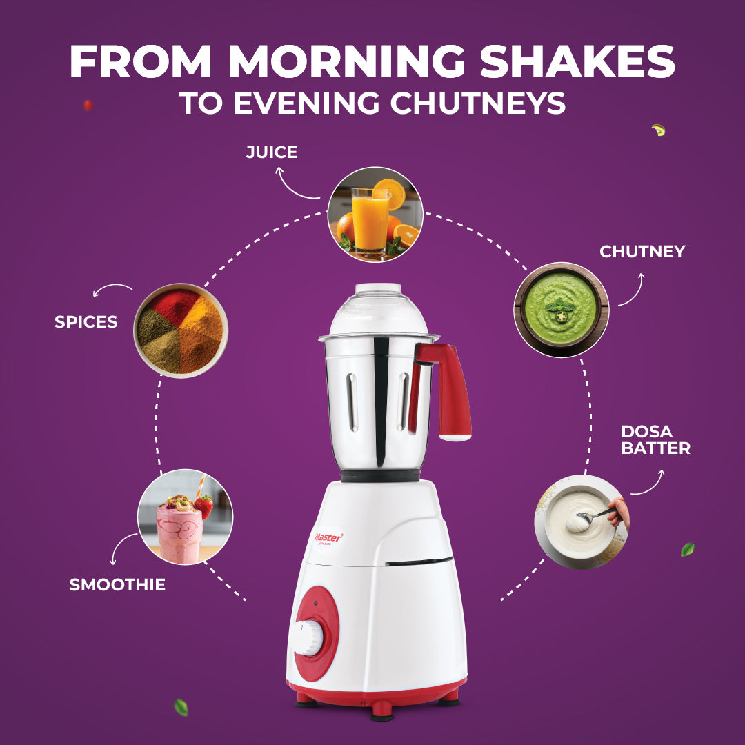 Charly PRO 600W Mixer Grinder with 3 Jars (Red) - Master