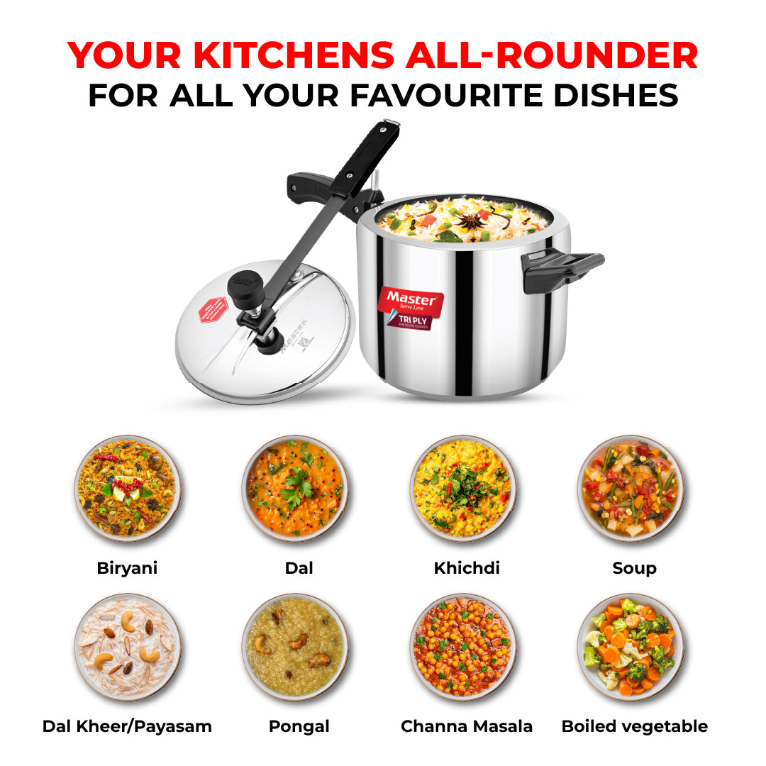 Ferrox 5L Triply Inner Lid Pressure Cooker - Induction Base - Master