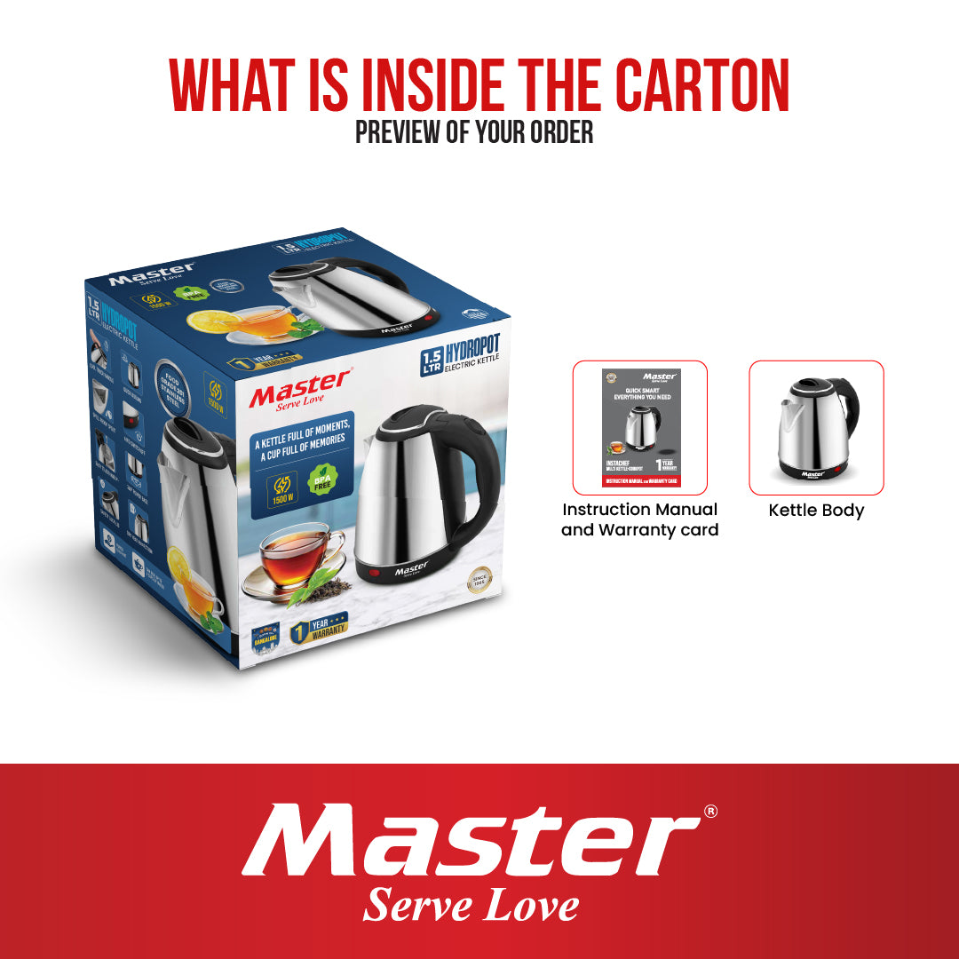 Hydropot 1.5 Litres Stainless Steel Kettle - Master