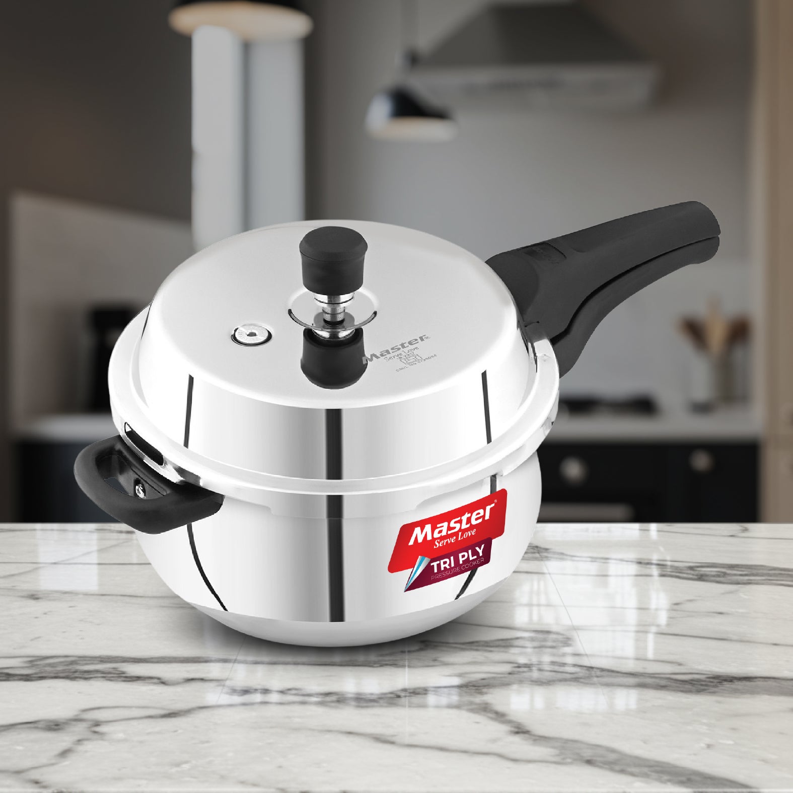 Robusta 5.5L Tri Ply Outer Lid Handi Pressure Cooker with Glass lid - Induction Base - Master