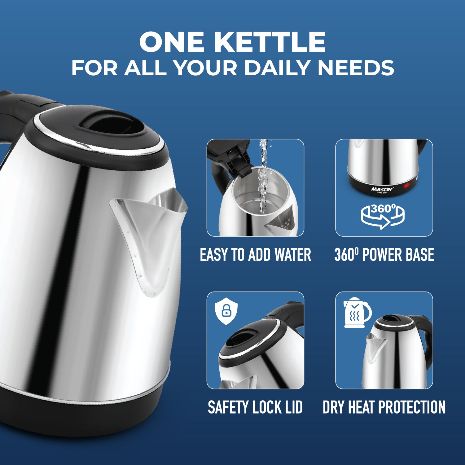 Popular 3L + 5L Aluminium Outer Lid Pressure Cooker (IB) + Hydropot 1.5L Electric Kettle