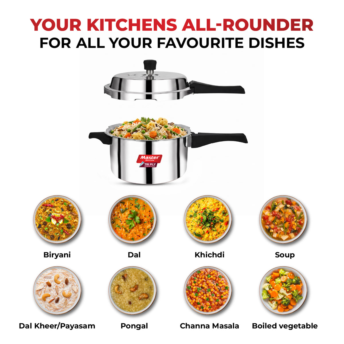 Triva Tri-Ply Wide Body Outer Lid Pressure Cooker – 5 L