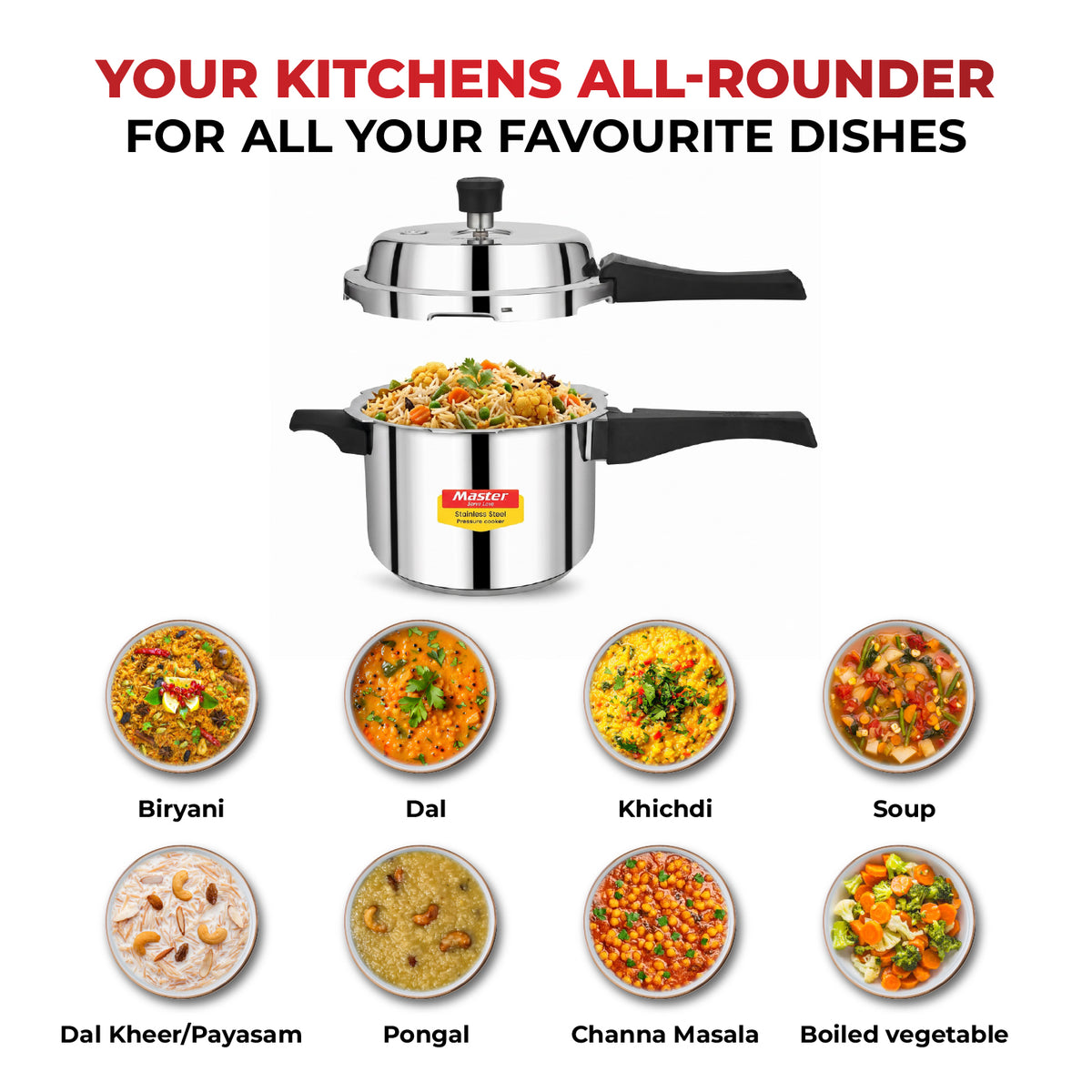 Vistaar Stainless Steel Wide Body Outer Lid Pressure Cooker – 3 L