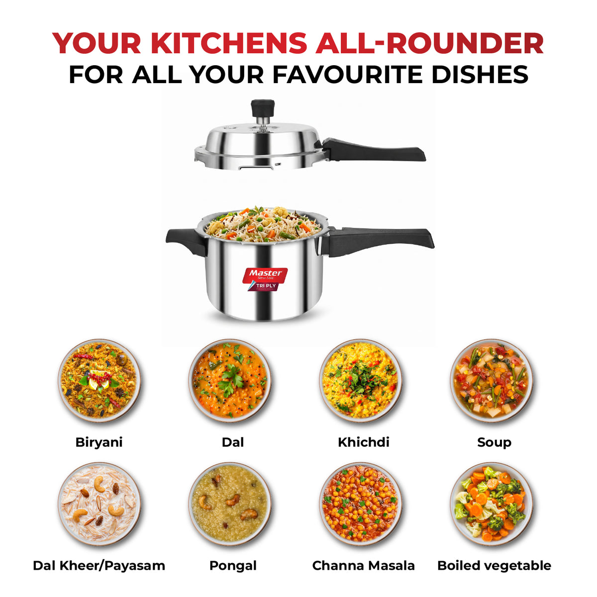 Triva Tri-Ply Wide Body Outer Lid Pressure Cooker – 3 L