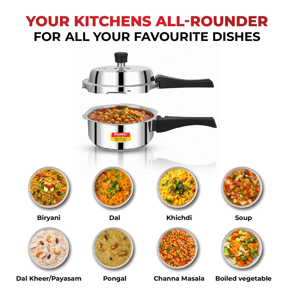 Vistaar Stainless Steel Wide Body Outer Lid Pressure Cooker – 2 L