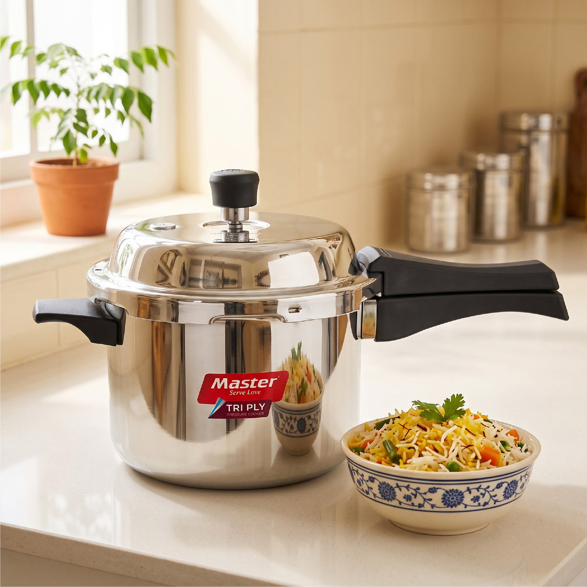 Triva Tri-Ply Wide Body Outer Lid Pressure Cooker – 3 L