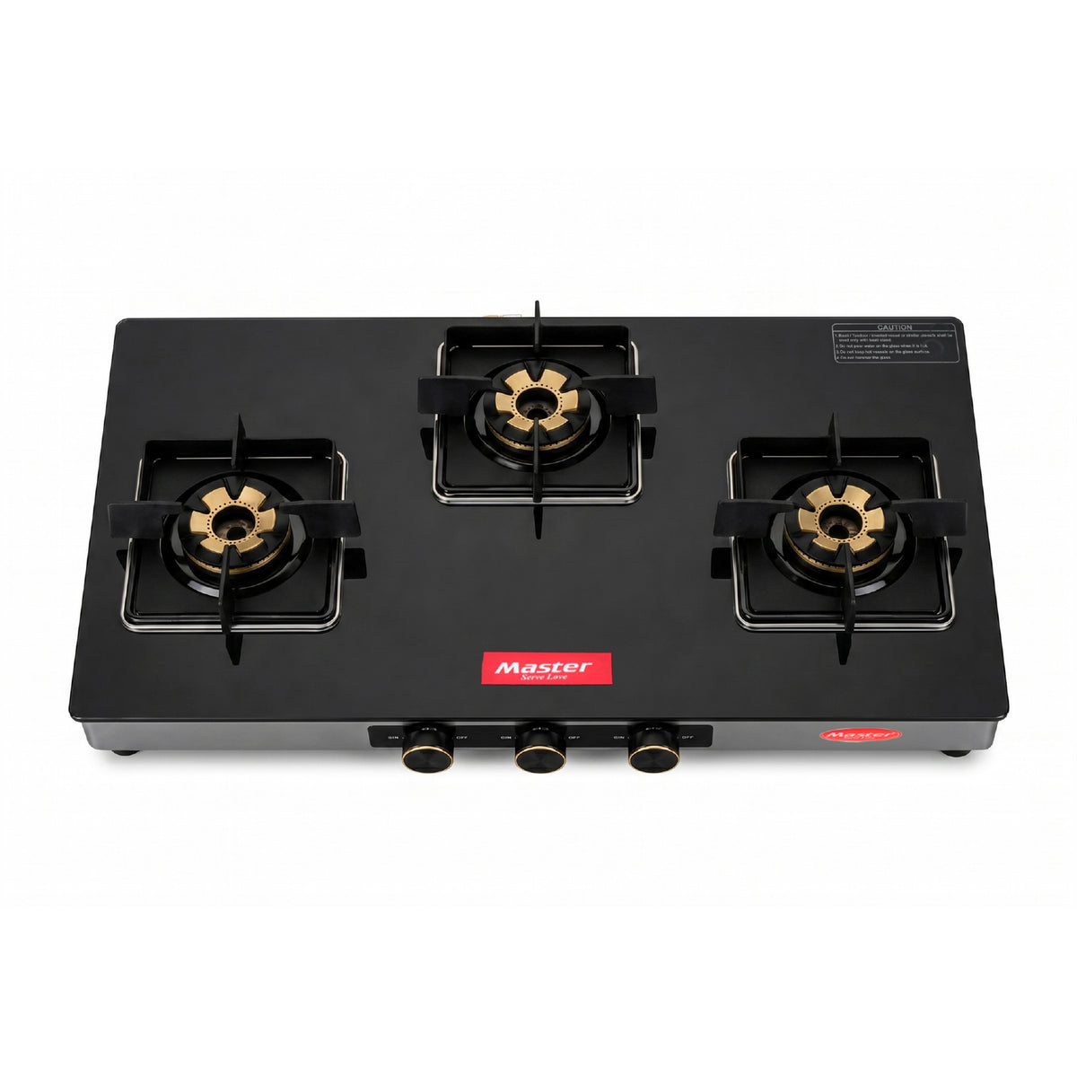 Zenova Premium Glass Top LPG Gas Stove with Jumbo Burner – 3 Burner
