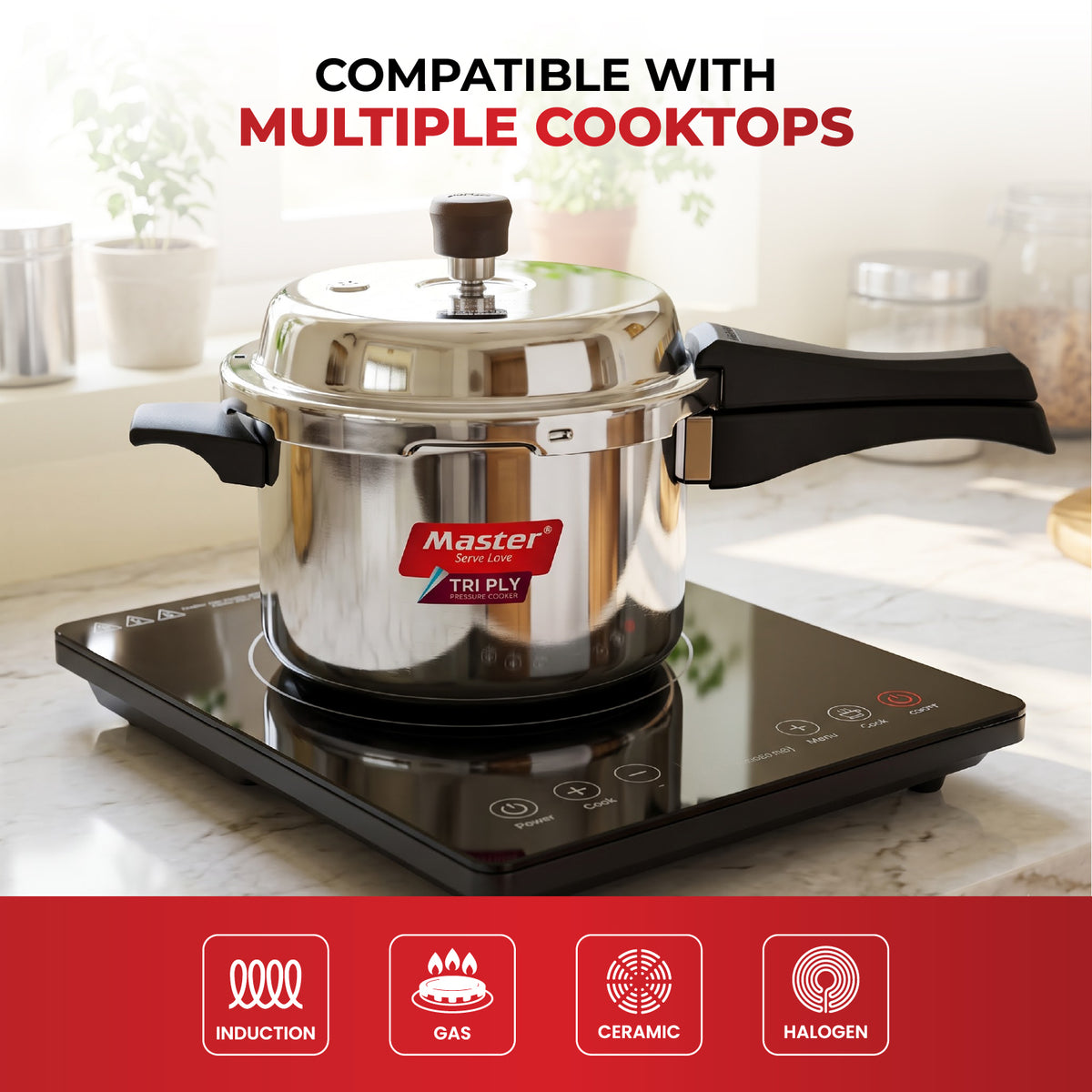 Triva Tri-Ply Wide Body Outer Lid Pressure Cooker – 3 L