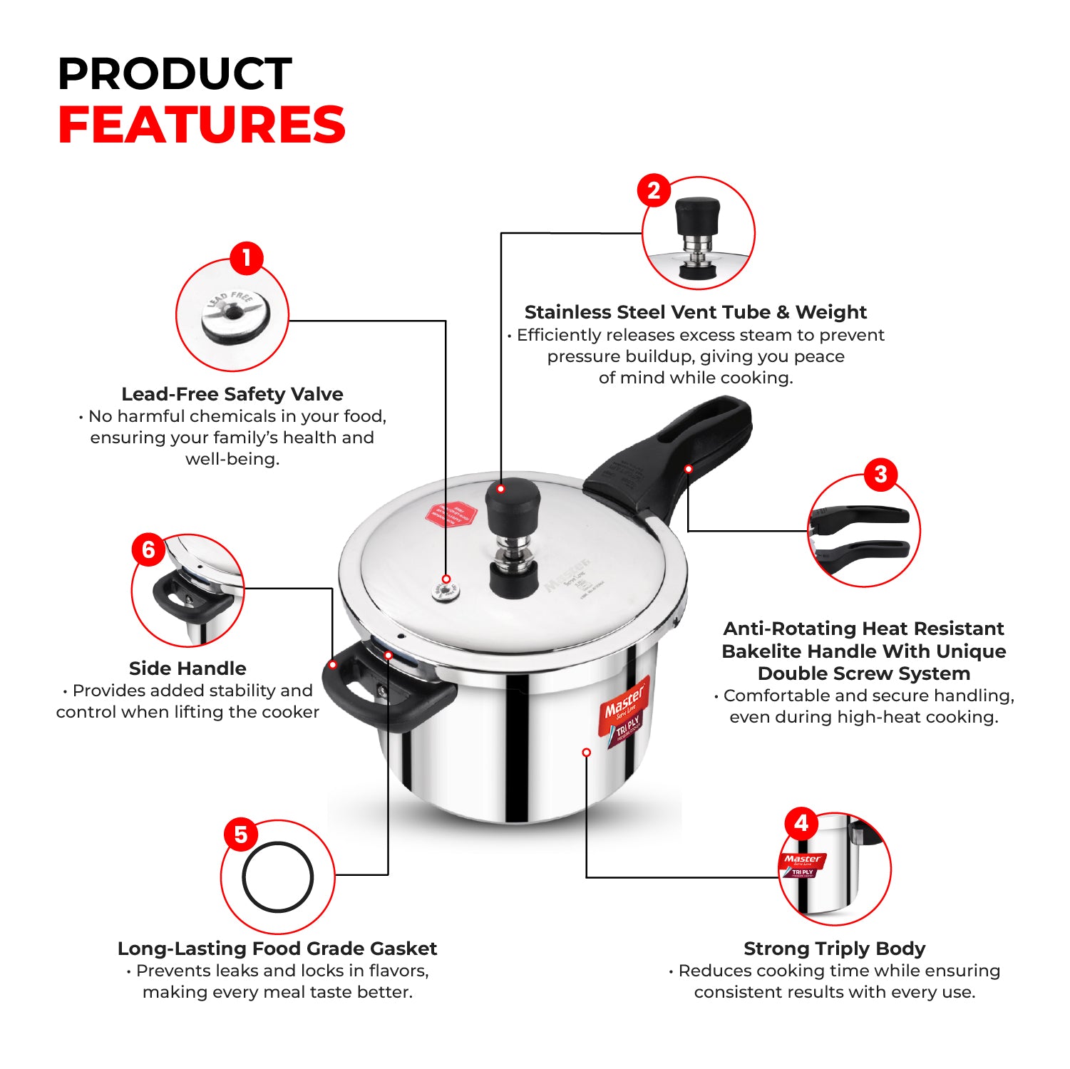 Nova Triply Outer Lid Pressure Cooker Combo – 1.5L + 3L