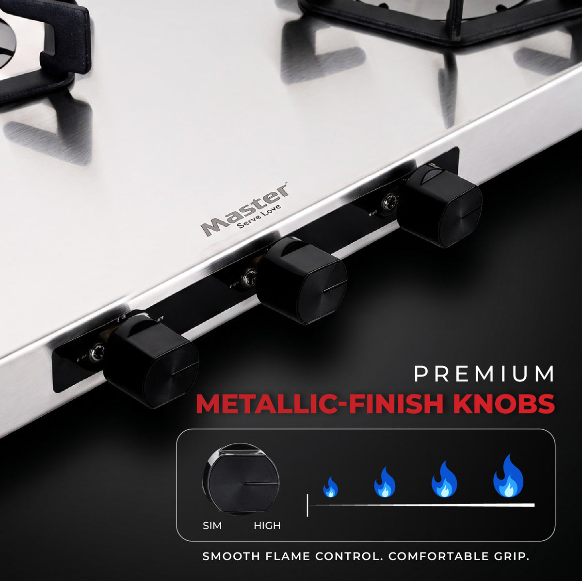 Altis Premium Stainless Steel LPG Gas Stove with Jumbo Burner – 3 Burner