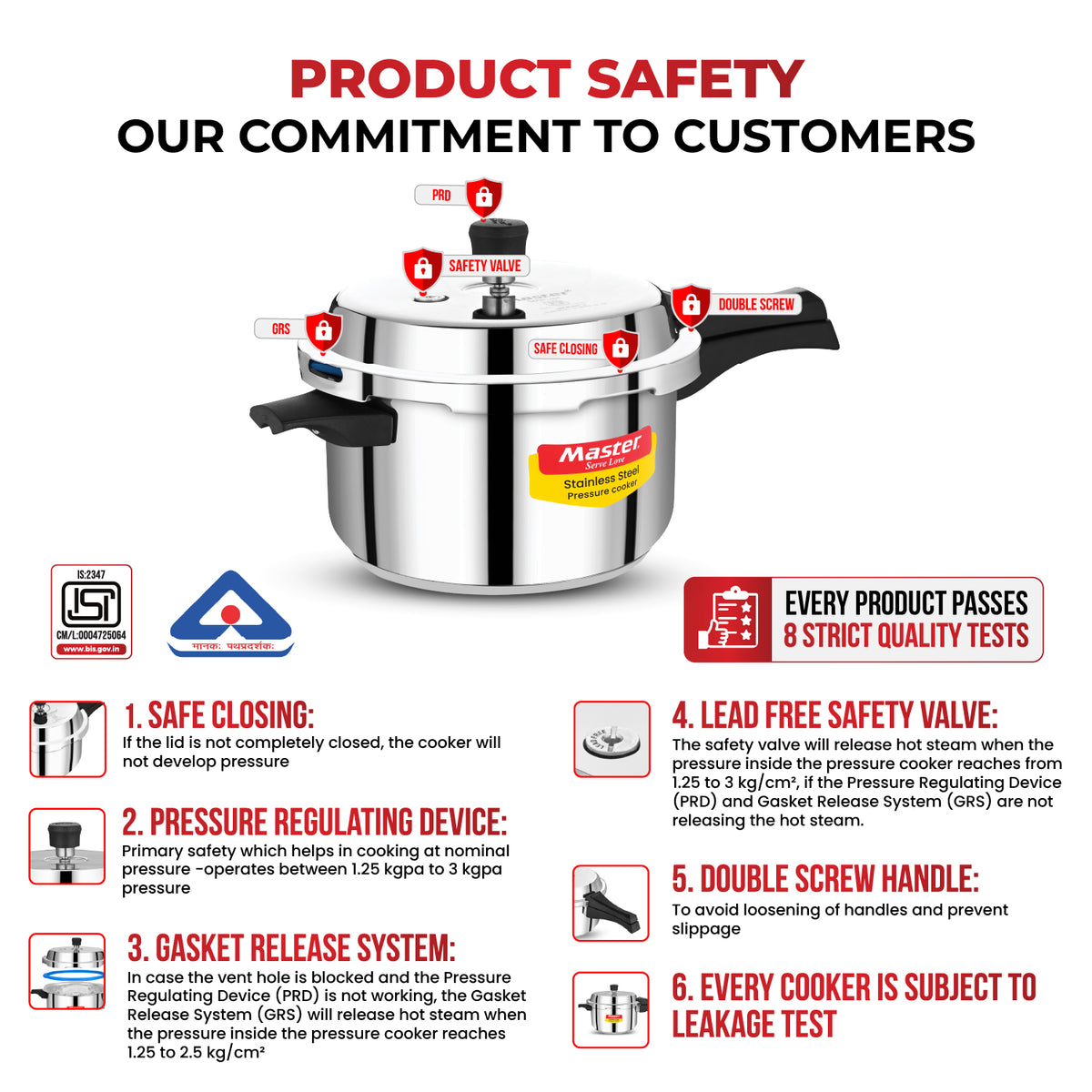 Vistaar Stainless Steel Wide Body Outer Lid Pressure Cooker – 5 L