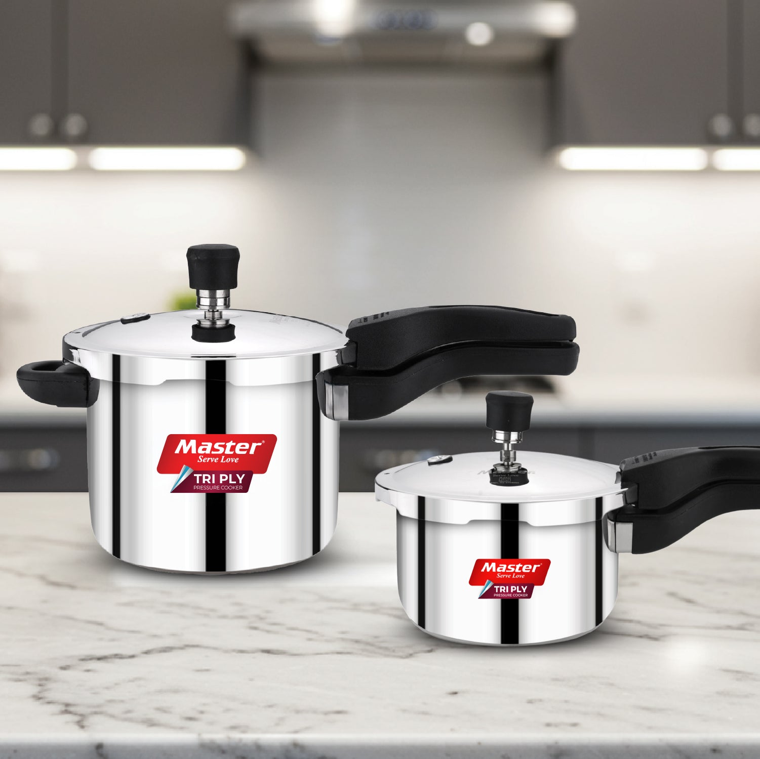 Nova Triply Outer Lid Pressure Cooker Combo – 1.5L + 3L