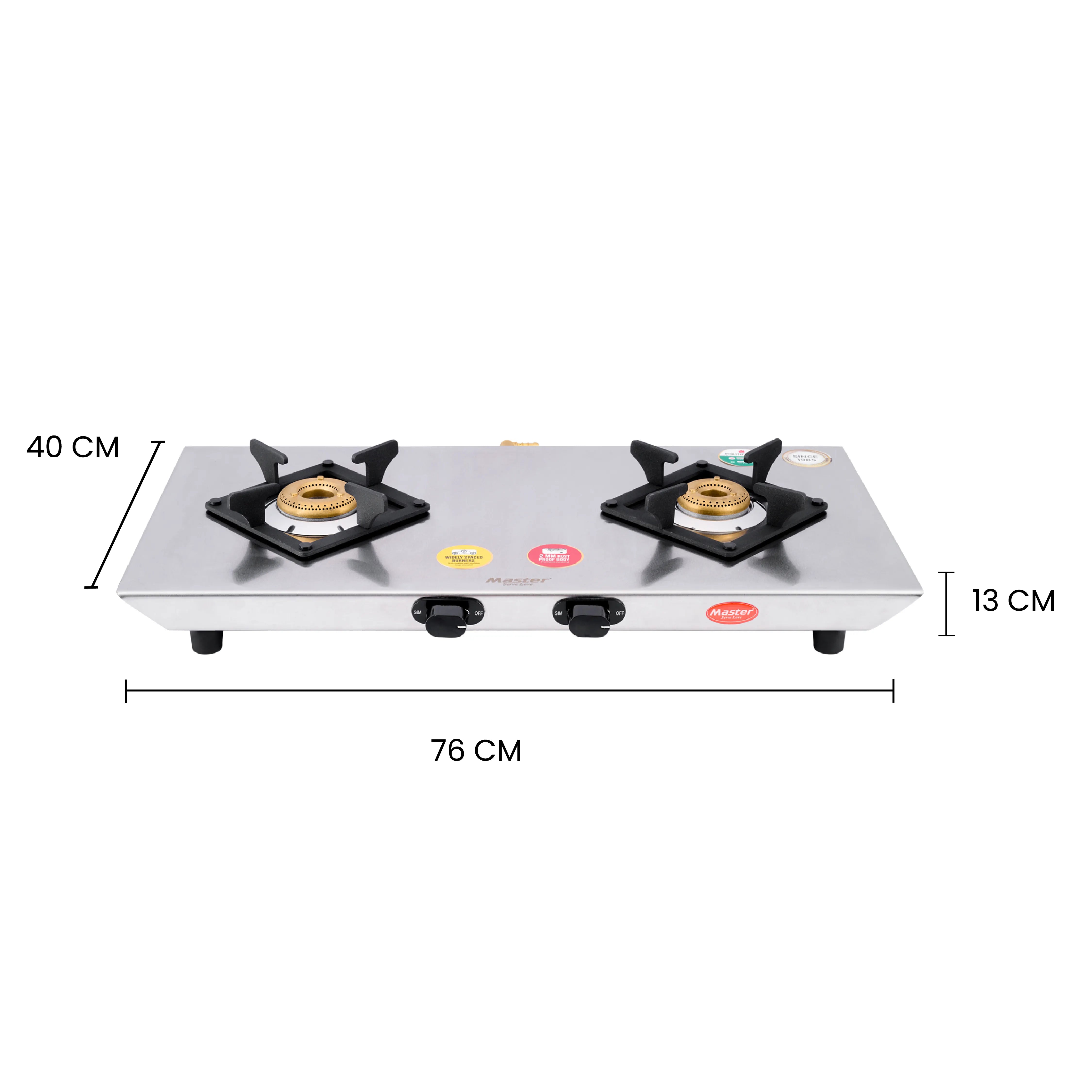 Astra 2 Burner Stainless Steel Gas Stove - Master