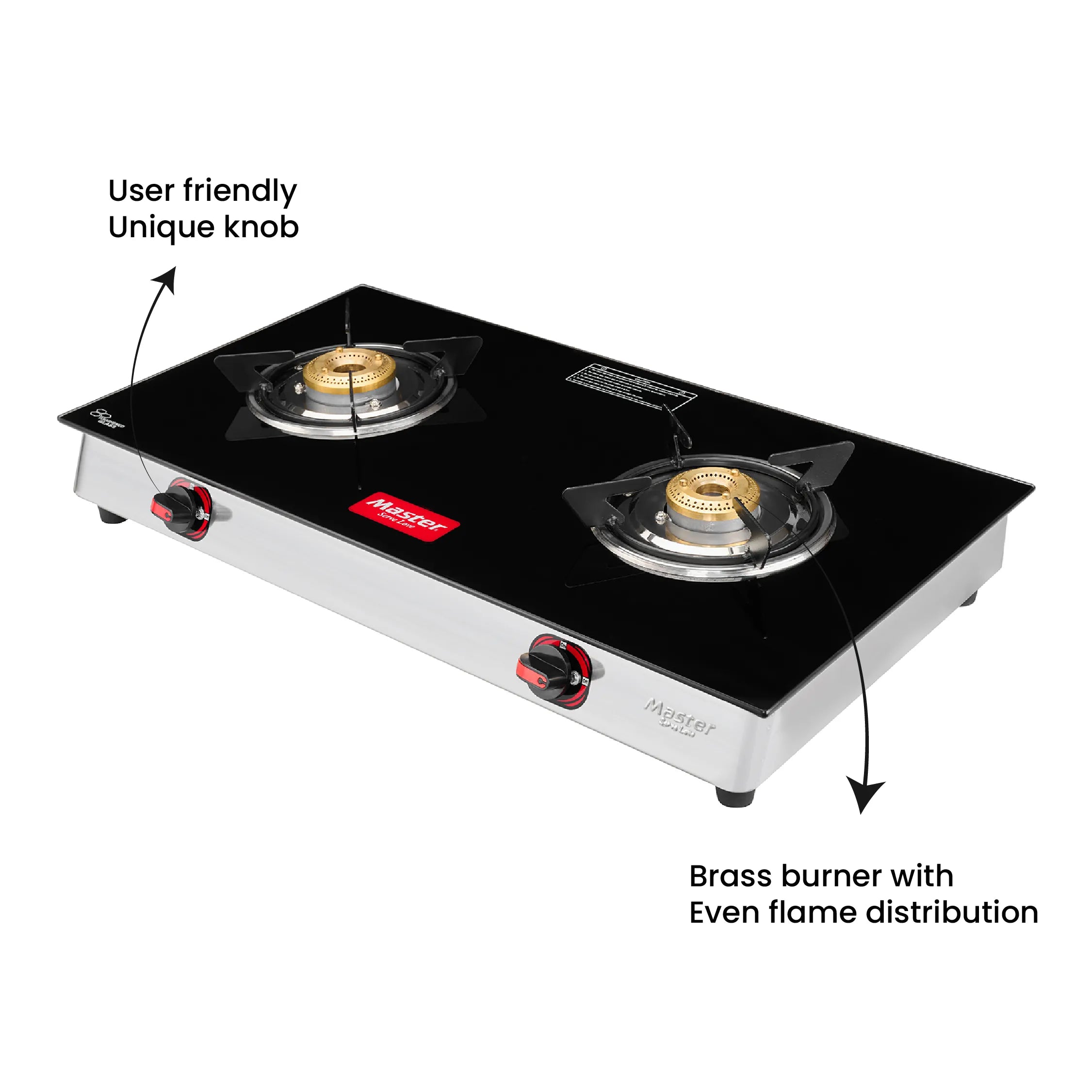 Cosmo Pro 2 Burner Glass Top Gas Stove - Master