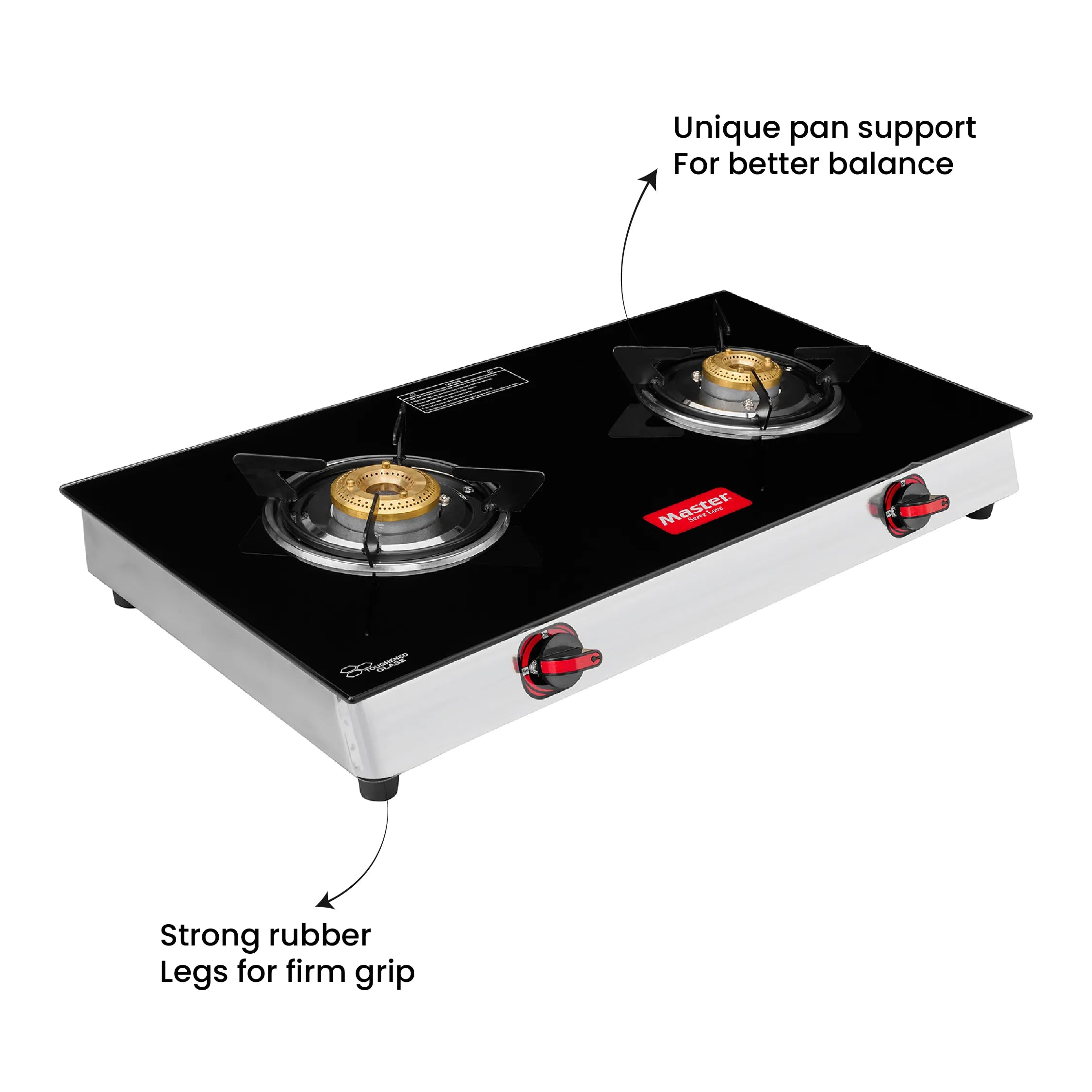 Cosmo Pro 2 Burner Glass Top Gas Stove - Master