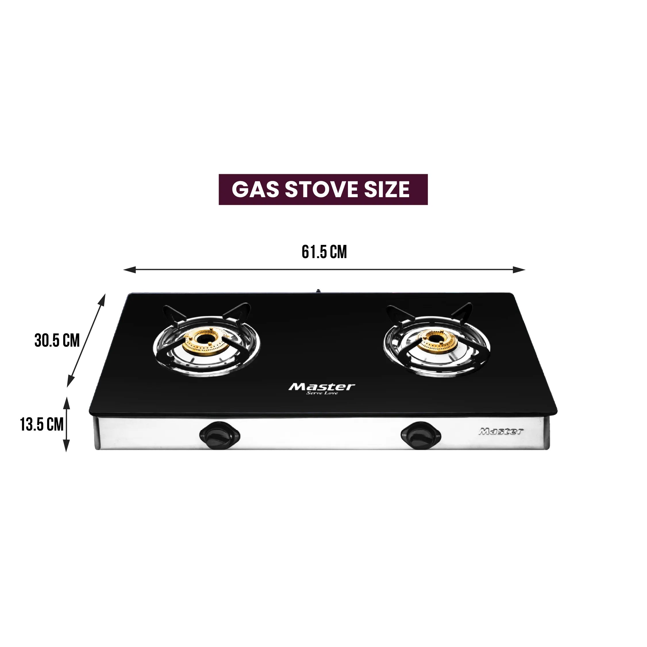 Cosmo 2 Burner Glass Top Gas Stove - Master