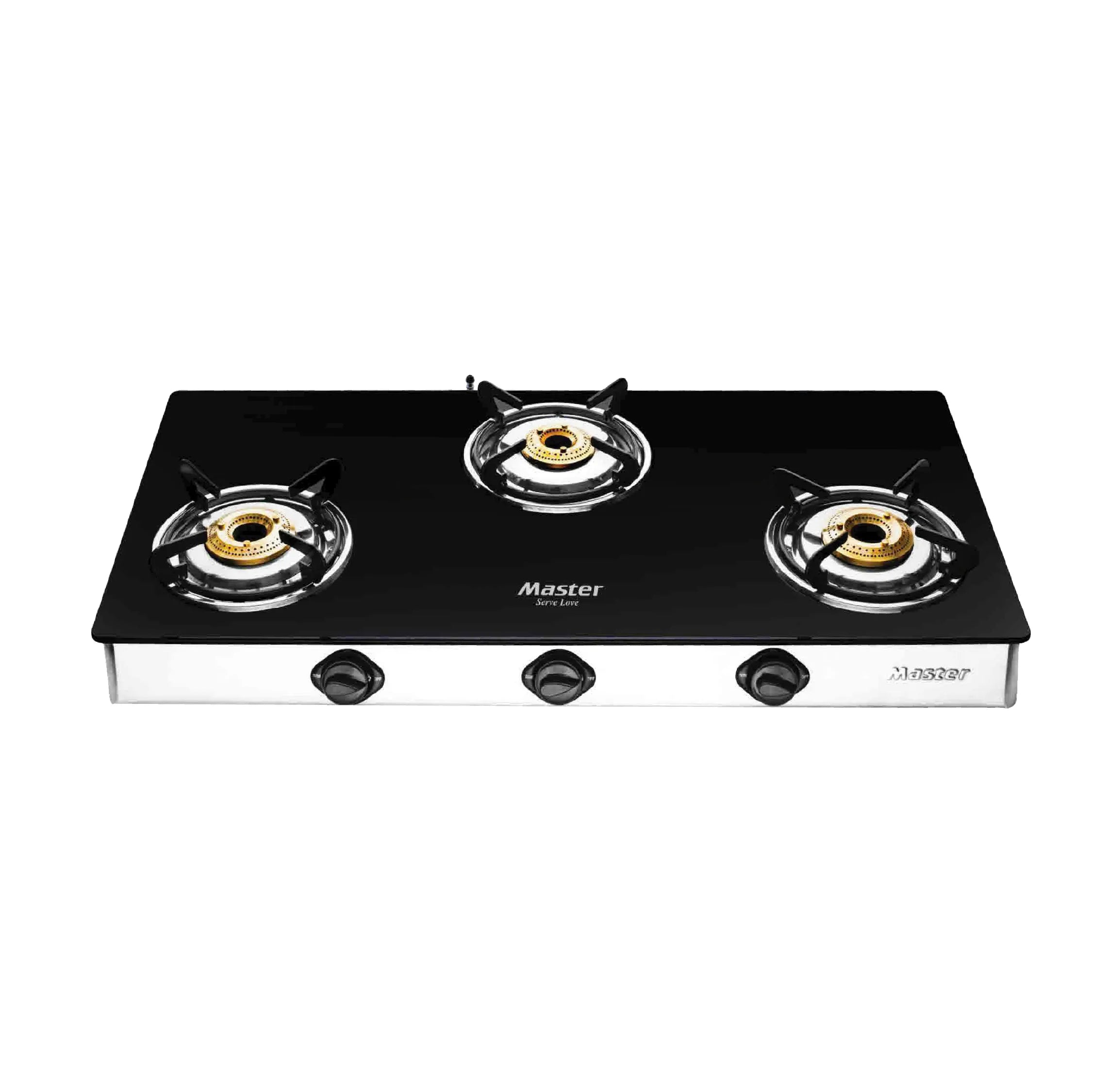 Cosmo 3 Burner Jumbo Glass Top Gas Stove - Master