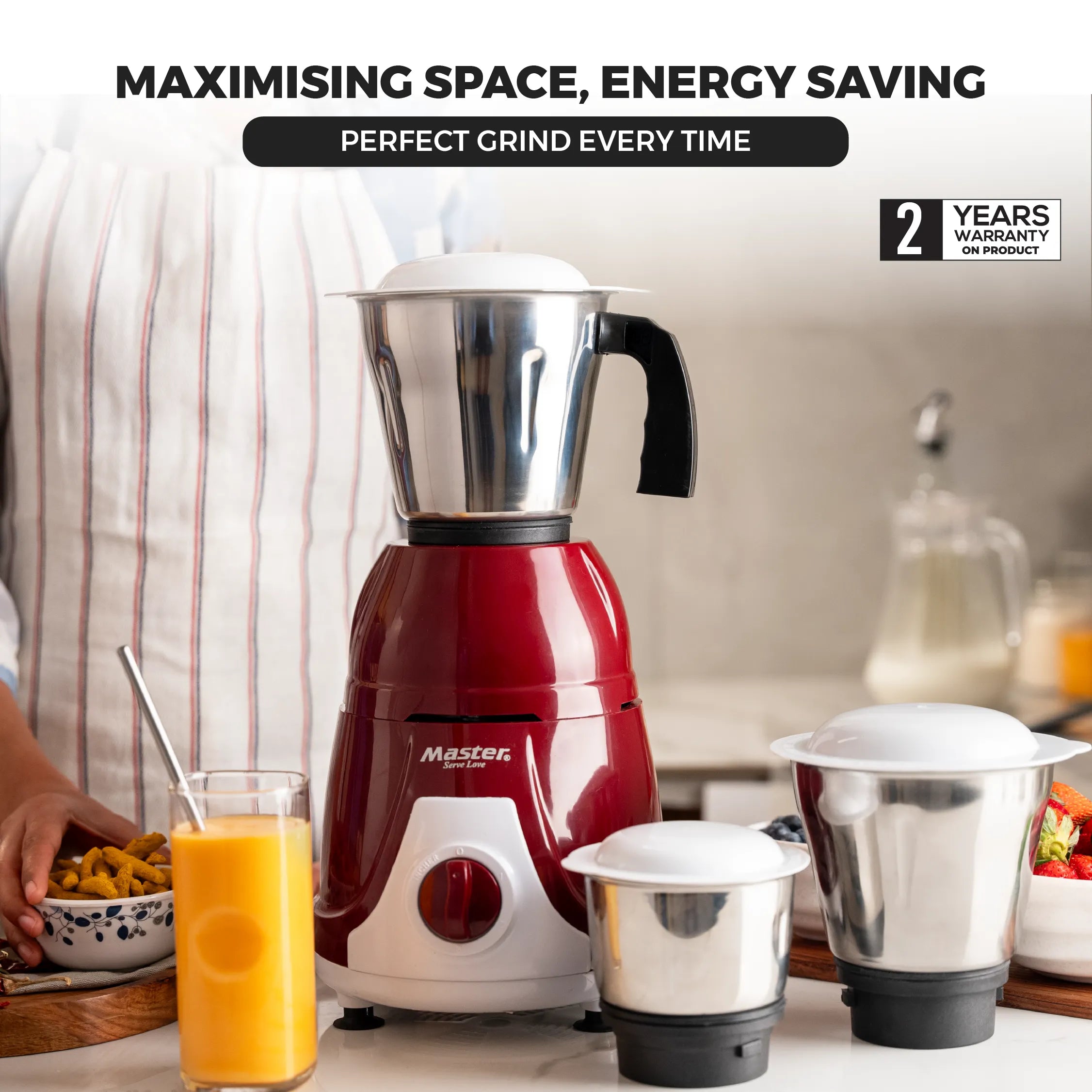 Charly 550W Mixer Grinder with 3 Jars & 3 Speed Modes - Master