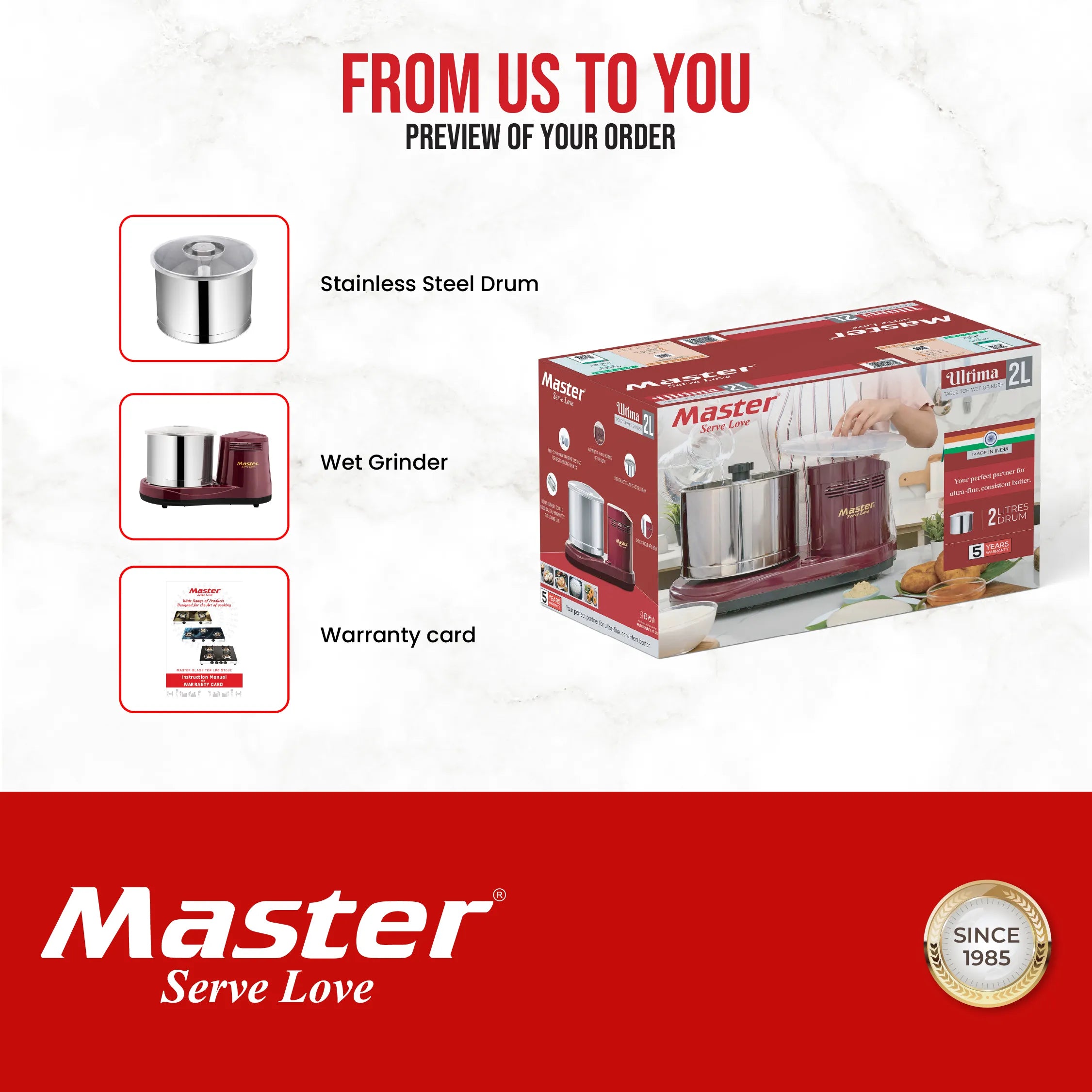 Ultima Table Top Wet Grinder - 2L - Master